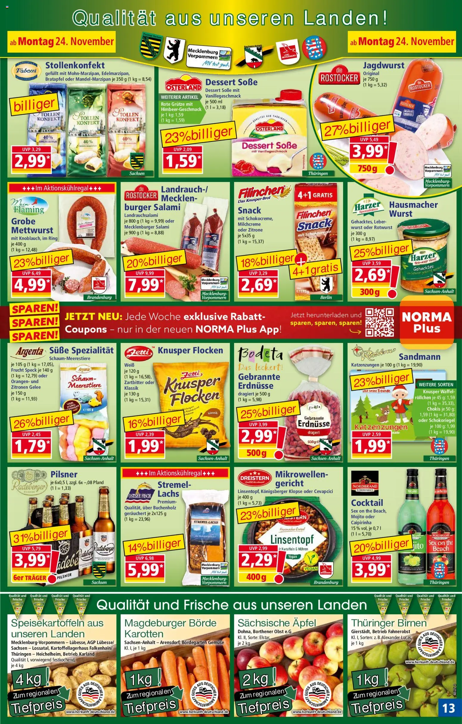 Norma - Black Friday – gültig ab 24.11.2025 | Seite: 13 | Produkte: Cevapcici, Burger, Wurst, Salami