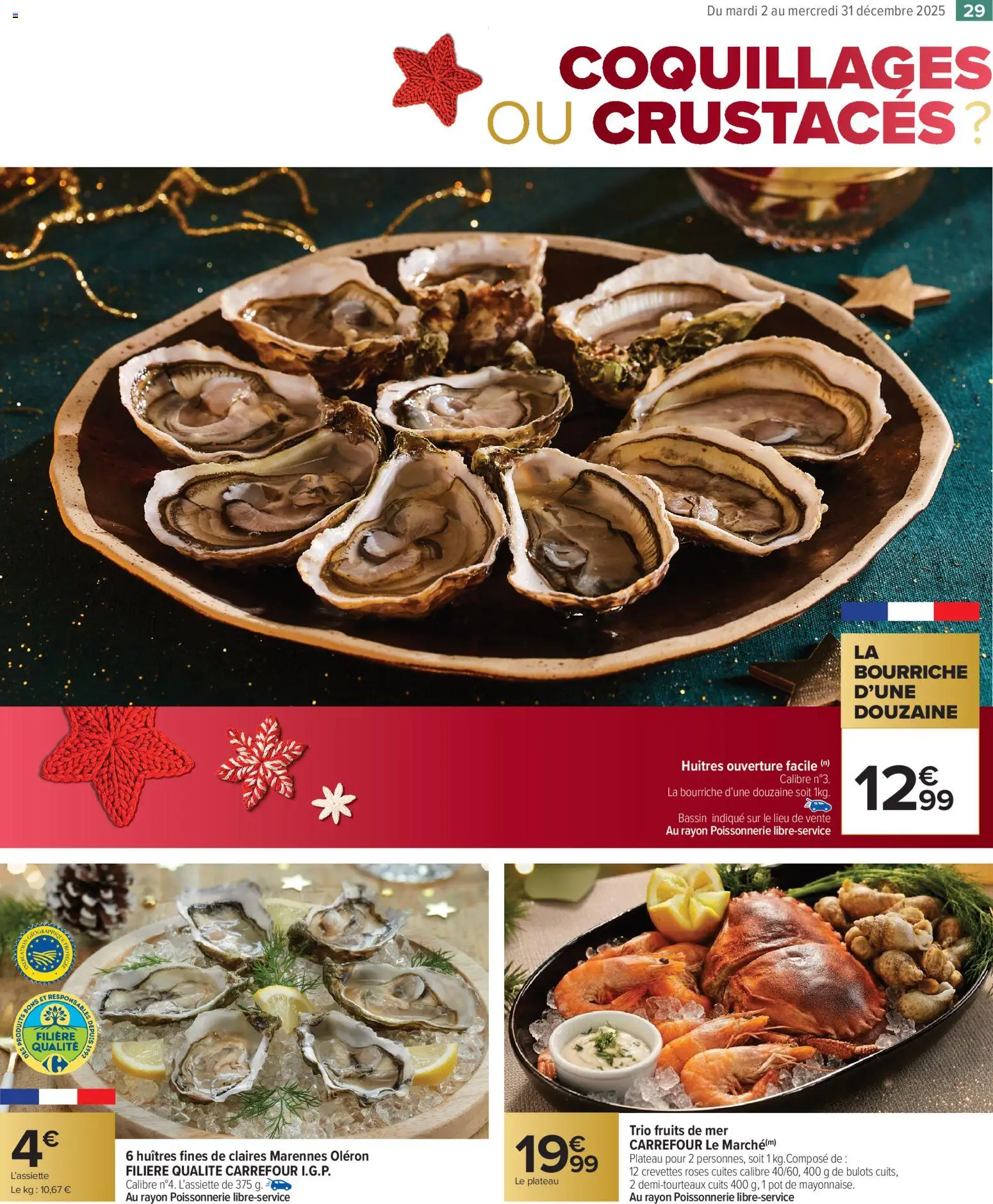 {H1} | Page: 29 | Produits: Douzaine huîtres, Plateau, Poissonnerie, Crevettes