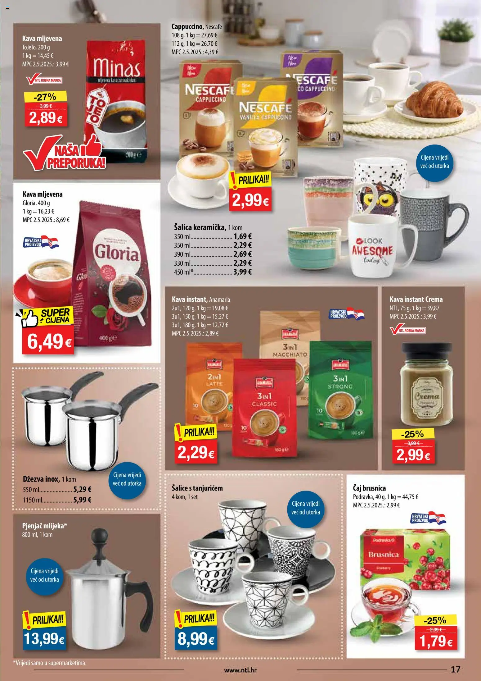 NTL katalog | vrijedi od 29.10.2025 | Stranica: 17 | Proizvodi: Kava instant, Nescafe, Čaj, Dzezva