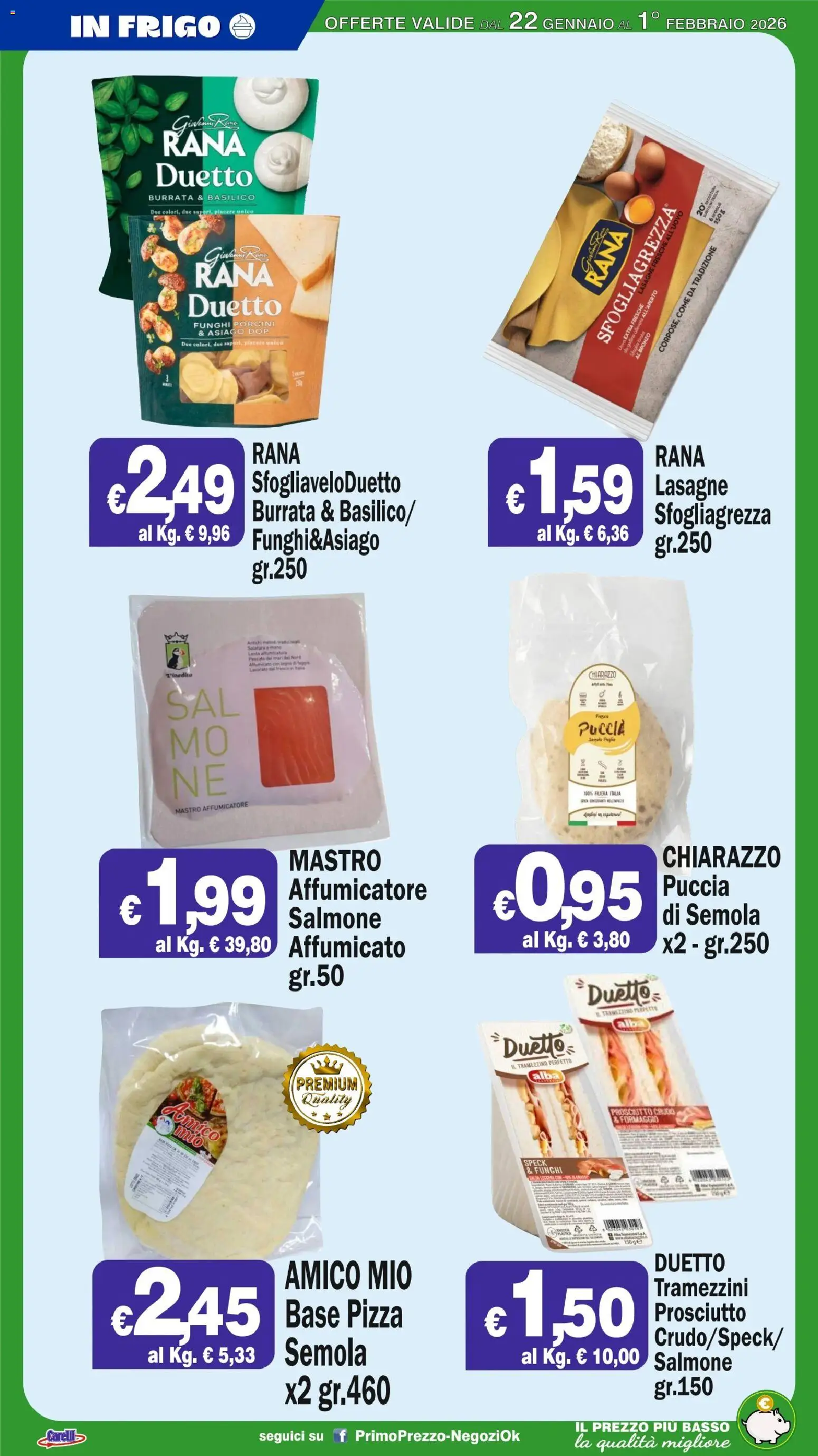 Volantino Primo Prezzo del 22.01.2026 | Pagina: 43 | Prodotti: Speck, Pizza, Tramezzino, Burrata