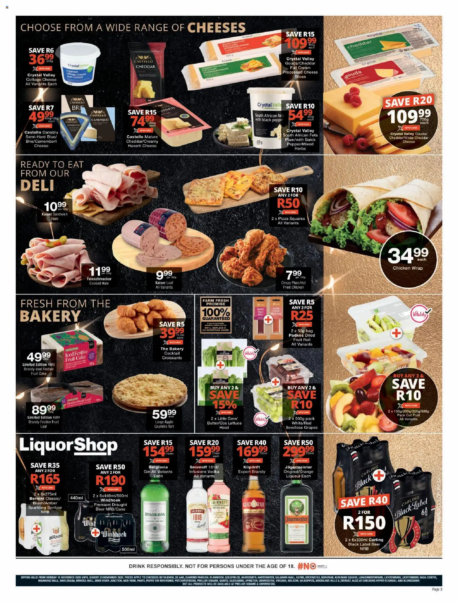 New Checkers catalogue – valid from 10.11.2025 | Page: 3 | Products: Bakery, Vodka, Fruit, Lettuce