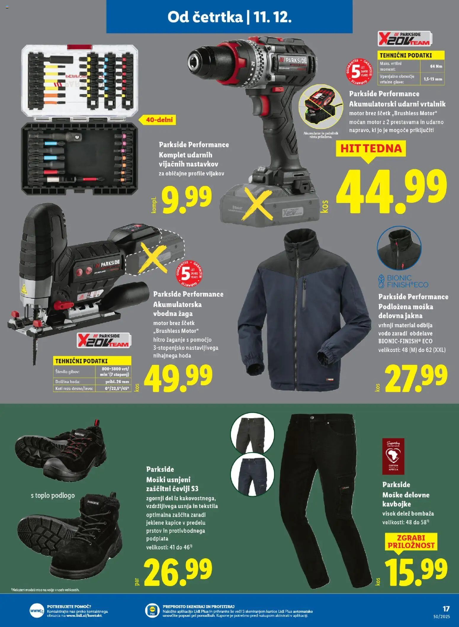 Novi Lidl katalog ponudbe – veljaven od 11.12.2025 | Stran: 25 | Izdelki: Akumulator, Jakna, Vrtalnik, Kavbojke