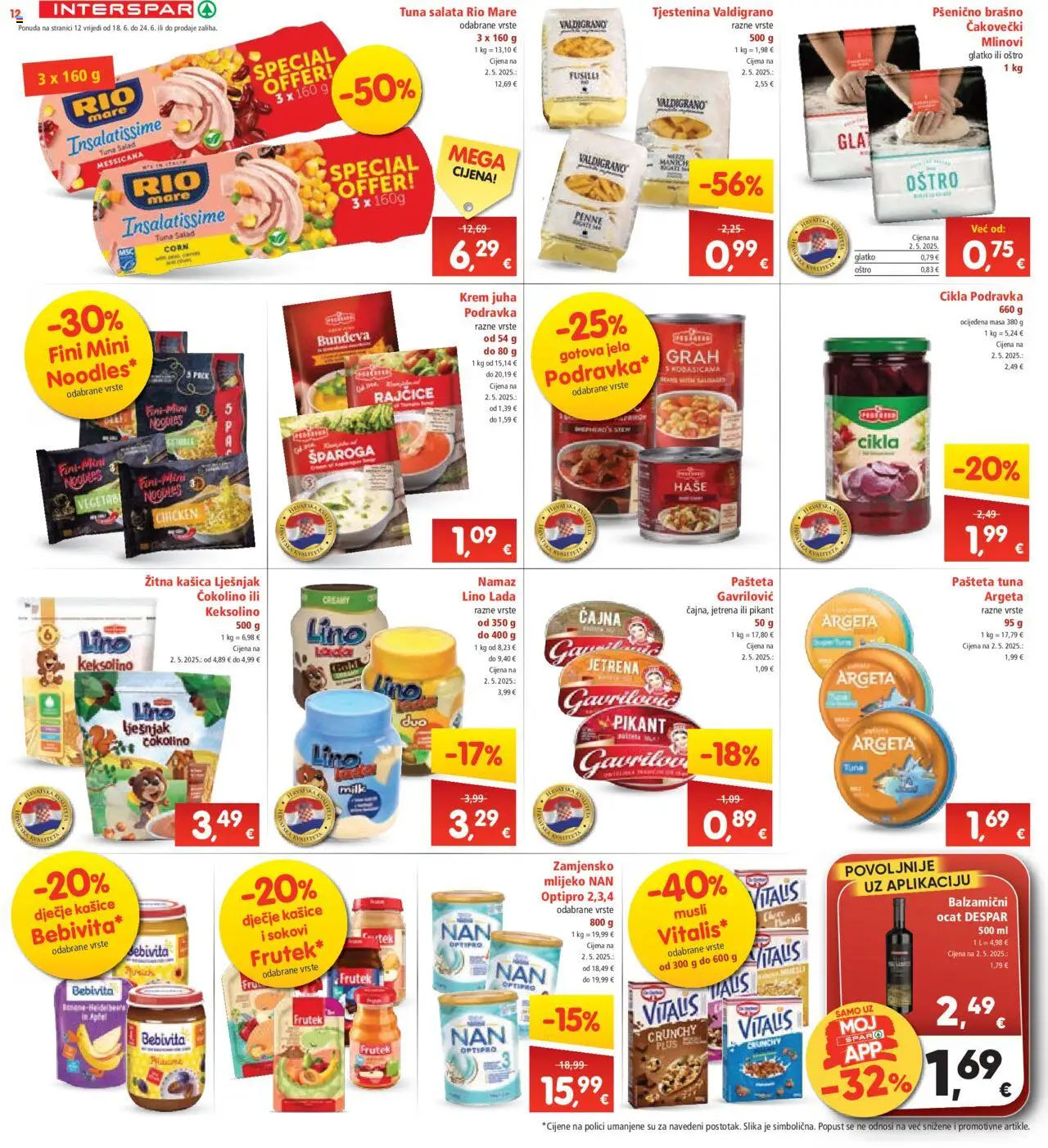 Interspar katalog | vrijedi od 18.06.2025 | Stranica: 12 | Proizvodi: Lino Lada, Rajčice, Salata, Brašno