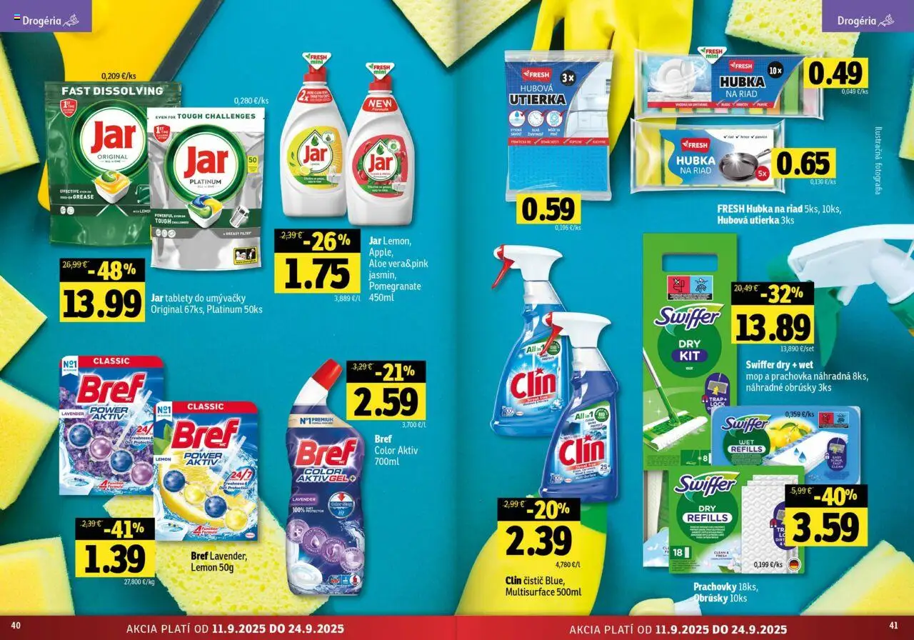 Nové Fresh akcie – leták je platný od 11.09.2025 | Strana: 21 | Produkty: Mop, Hubka, Jar
