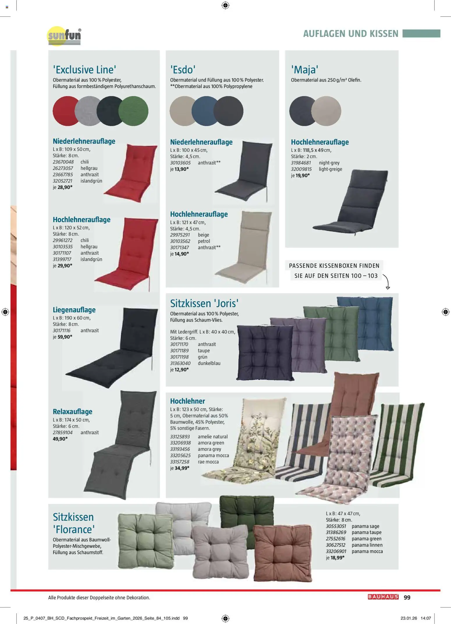 Bauhaus Freizeit im Garten – gültig ab 02.03.2026 | Seite: 99 | Produkte: Kissen, Chili