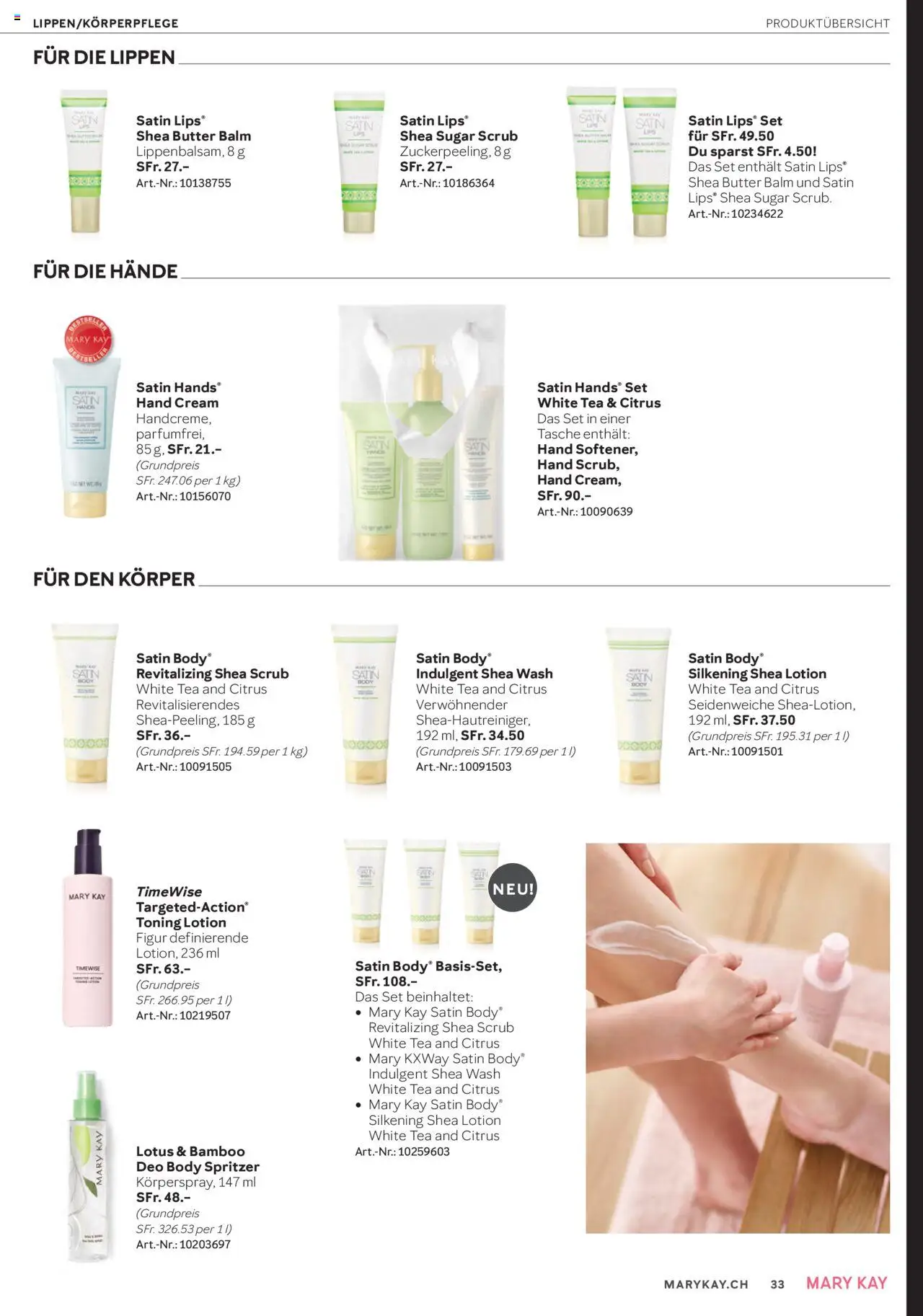 Mary Kay Aktionen – gültig ab 16.10.2025 | Seite: 33 | Produkte: Butter, Body Lotion, Lip Balm, Tasche