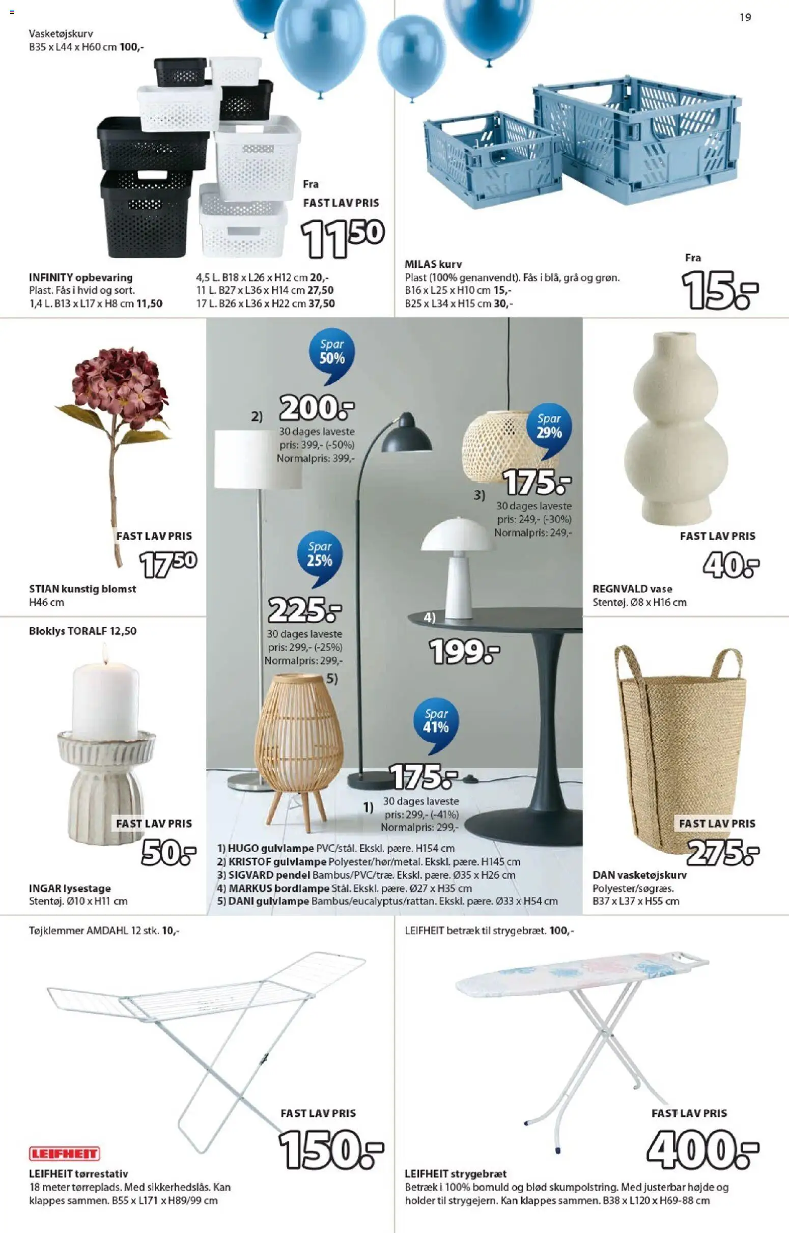 JYSK tilbudsavis – gyldig fra 17.04.2026 | Side: 19 | Produkter: Kurv, Vase, Strygebræt