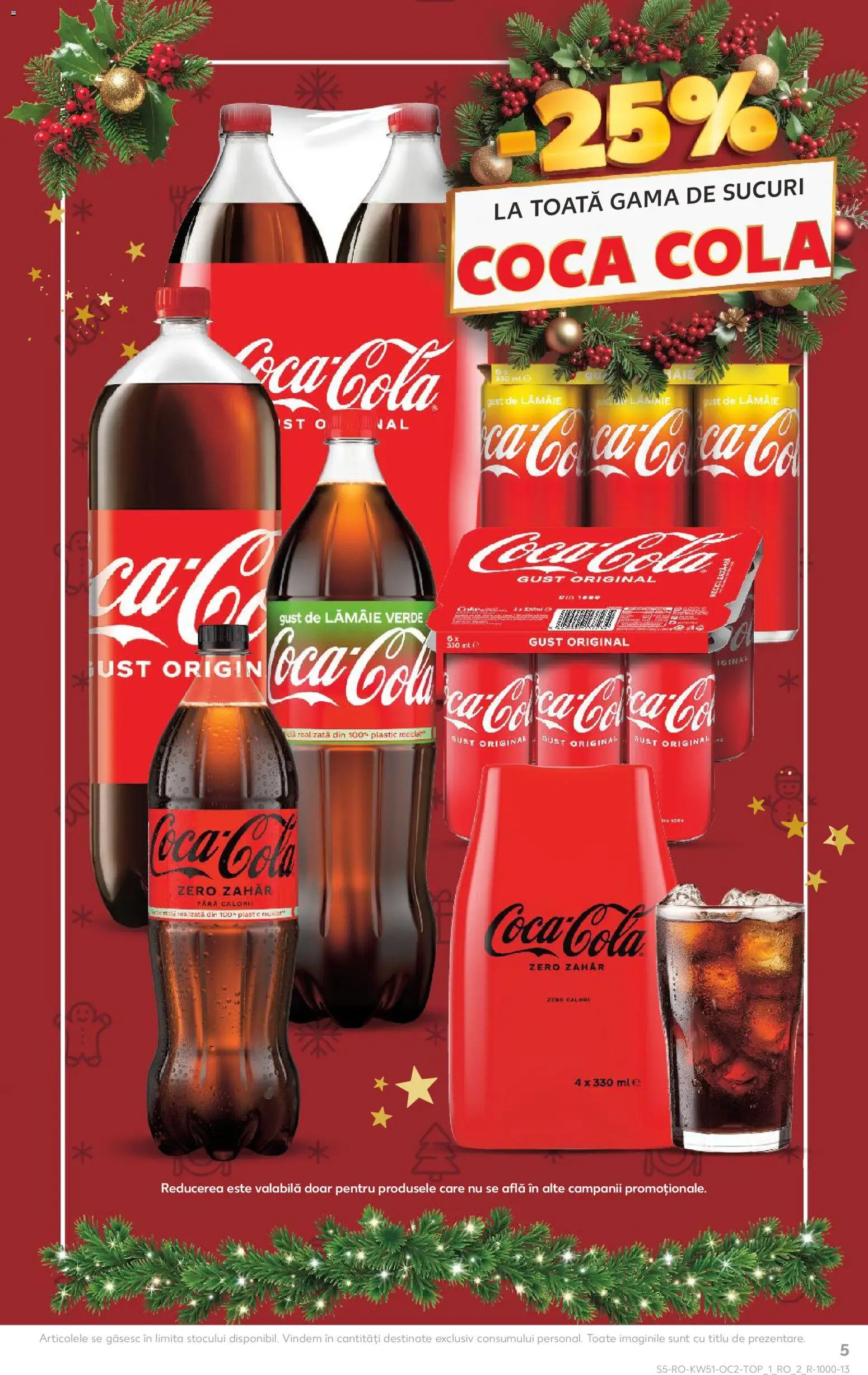 Kaufland RO akciós ujság - amely érvényes a következő dátumtól: 17.12.2025 | Oldal: 5 | Termékek: Coca Cola, Cola