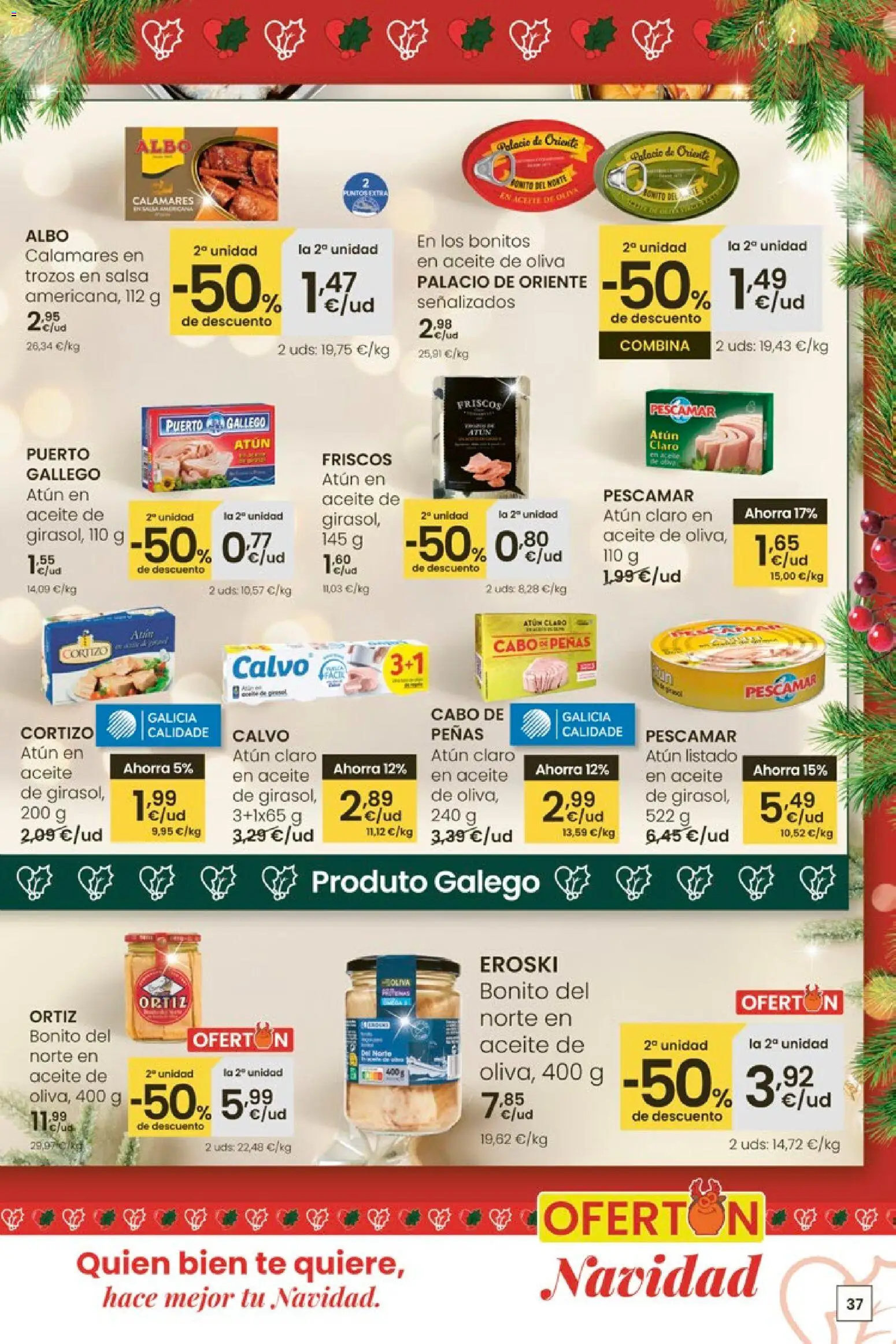 Eroski - Center │ válido desde el 18.12.2025 | Página: 37 | Productos: Calamares, Aceite, Aceite de oliva, Atún claro