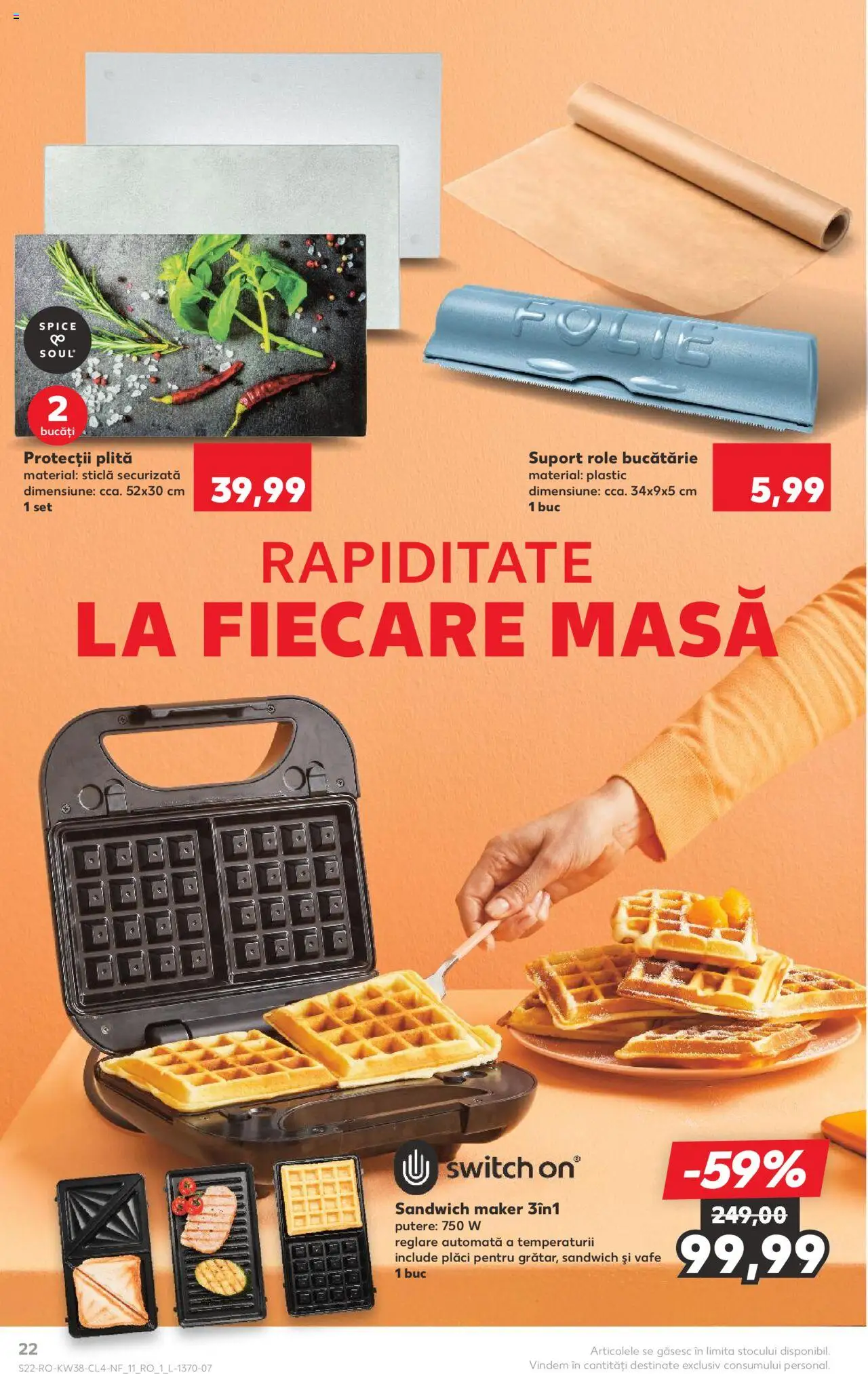 Noul catalog Kaufland – valabil de la 17.09.2025 | Pagină: 22 | Produse: Plită, Masă, Bucătărie, Role