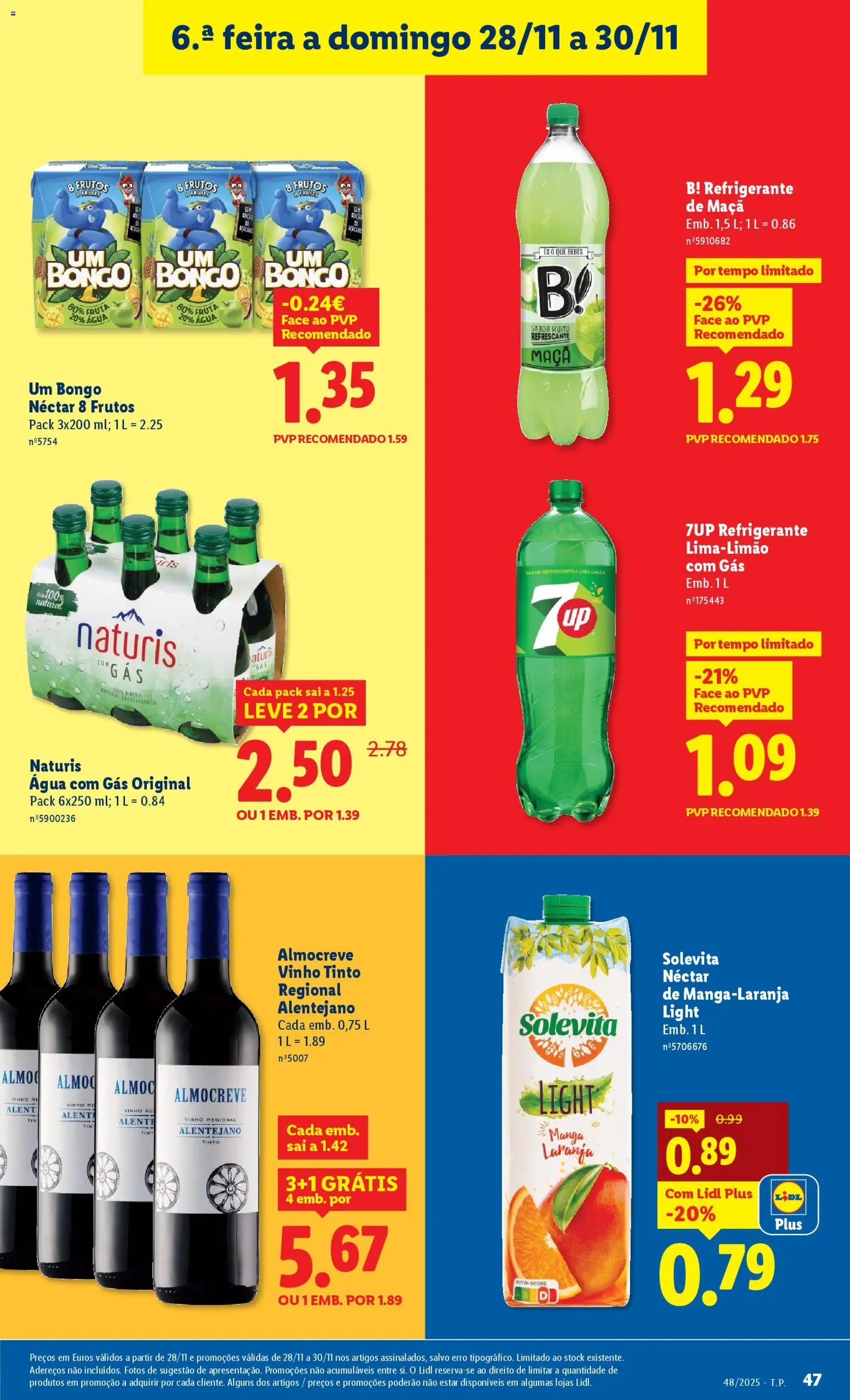 Lidl Black Friday │ válido de 24.11.2025 | Página: 47 | Produtos: Refrigerante, Vinho, Água com gás, Vinho tinto