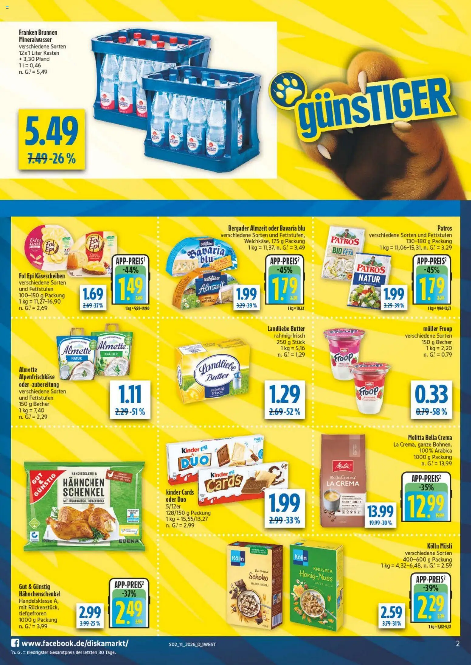 Diska - Diska Angebote Bayern KW11 – gültig ab 09.03.2026 | Seite: 2 | Produkte: Musli, Froop, Hahnchen, Landliebe butter