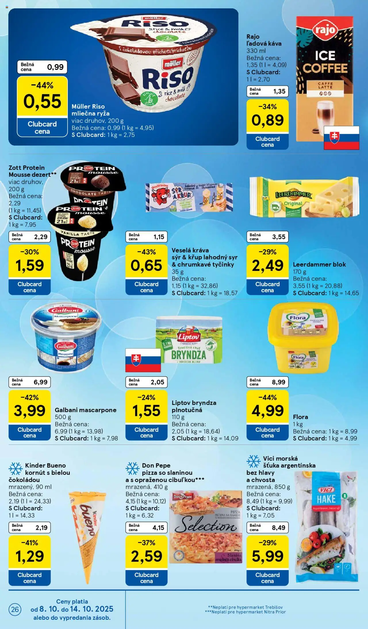 Nové Tesco akcie – leták je platný od 08.10.2025 | Strana: 26 | Produkty: Syr, Ryža, Kinder, Flora