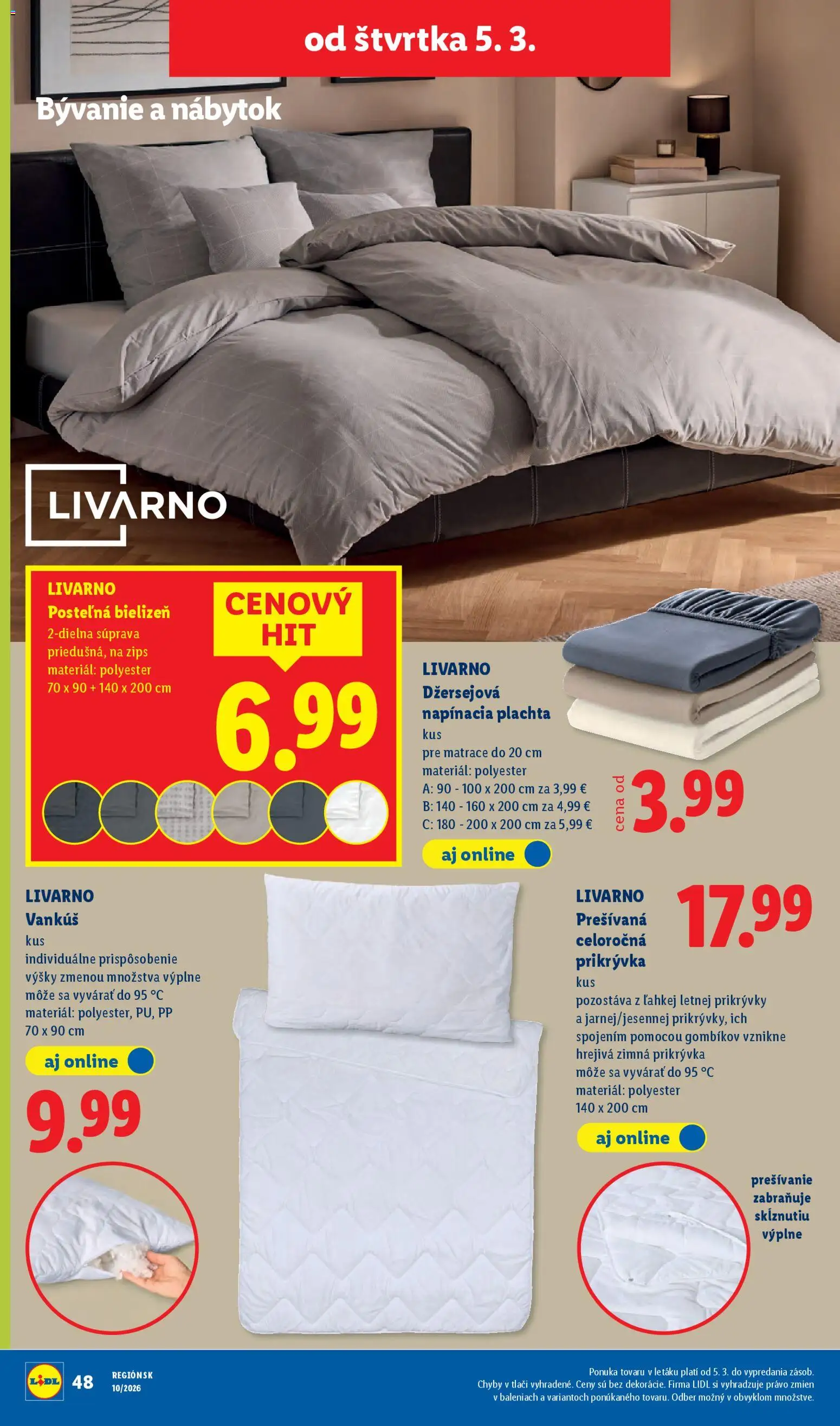 Nové Lidl akcie – leták je platný od 05.03.2026 | Strana: 32 | Produkty: Matrace, Nábytok, Plachta, Vankúš