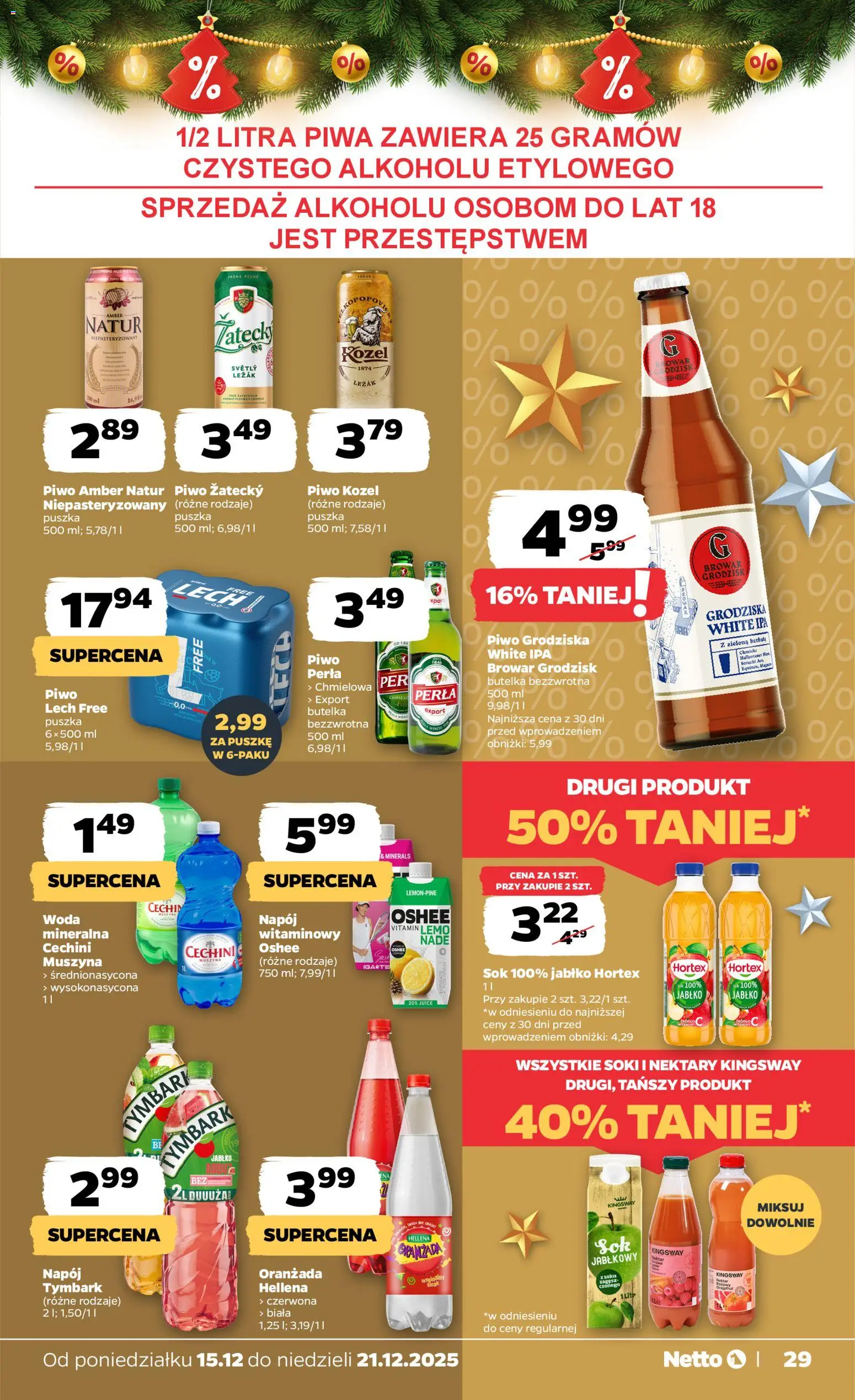 Netto gazetka - Spożywcza od 15.12.2025 | Strona: 29 | Produkty: Por, Piwo, Piwo kozel, Woda