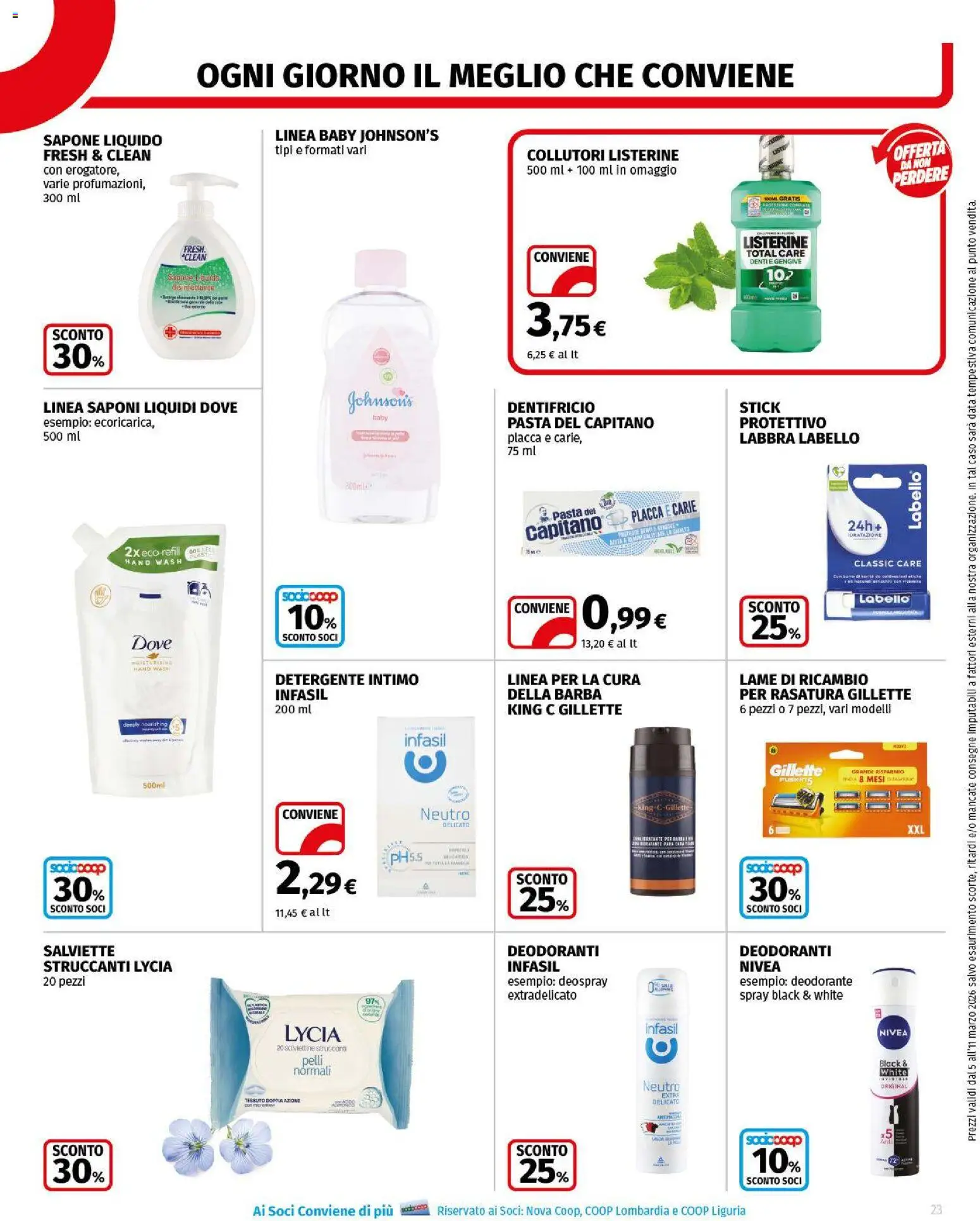 Volantino COOP del 05.03.2026 | Pagina: 23 | Prodotti: Deodorante, Dentifricio, Detergente intimo, Pasta
