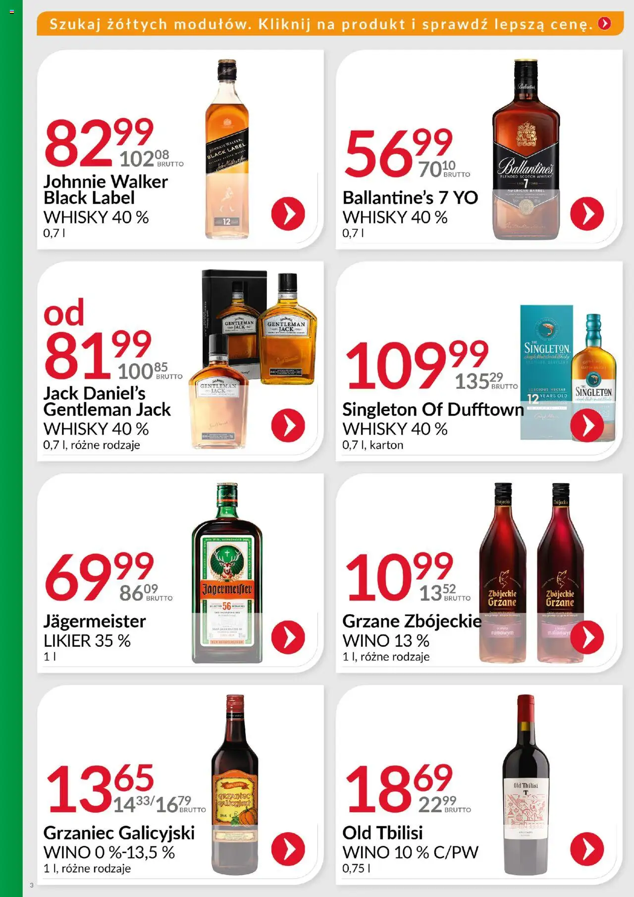 Eurocash Gazetka - Ofensywa Cenowa Alkoholowa od 01.10.2025 | Strona: 3 | Produkty: Gentleman Jack, Black Label, Jagermeister, Wino