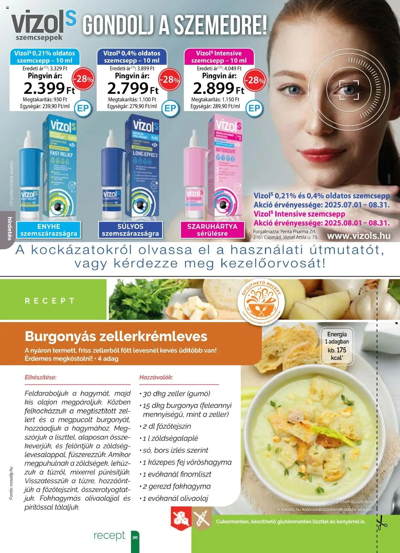 Pingvin Patika akciós ujság - amely érvényes a következő dátumtól: 01.08.2025 | Oldal: 20 | Termékek: Fokhagyma, Vöröshagyma, Főzőtejszín, Gluténmentes