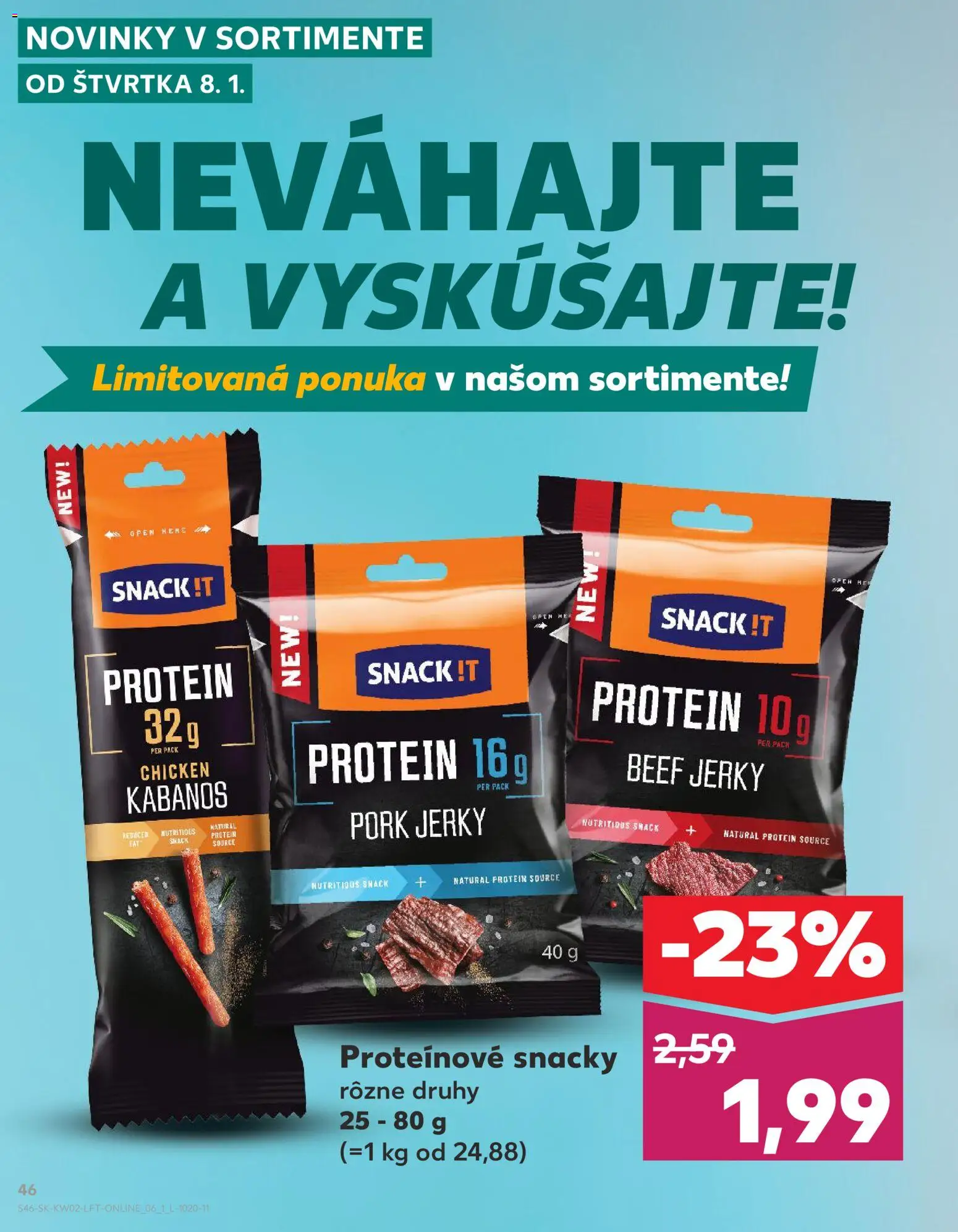 Nové Kaufland akcie – leták je platný od 08.01.2026 | Strana: 46 | Produkty: Protein