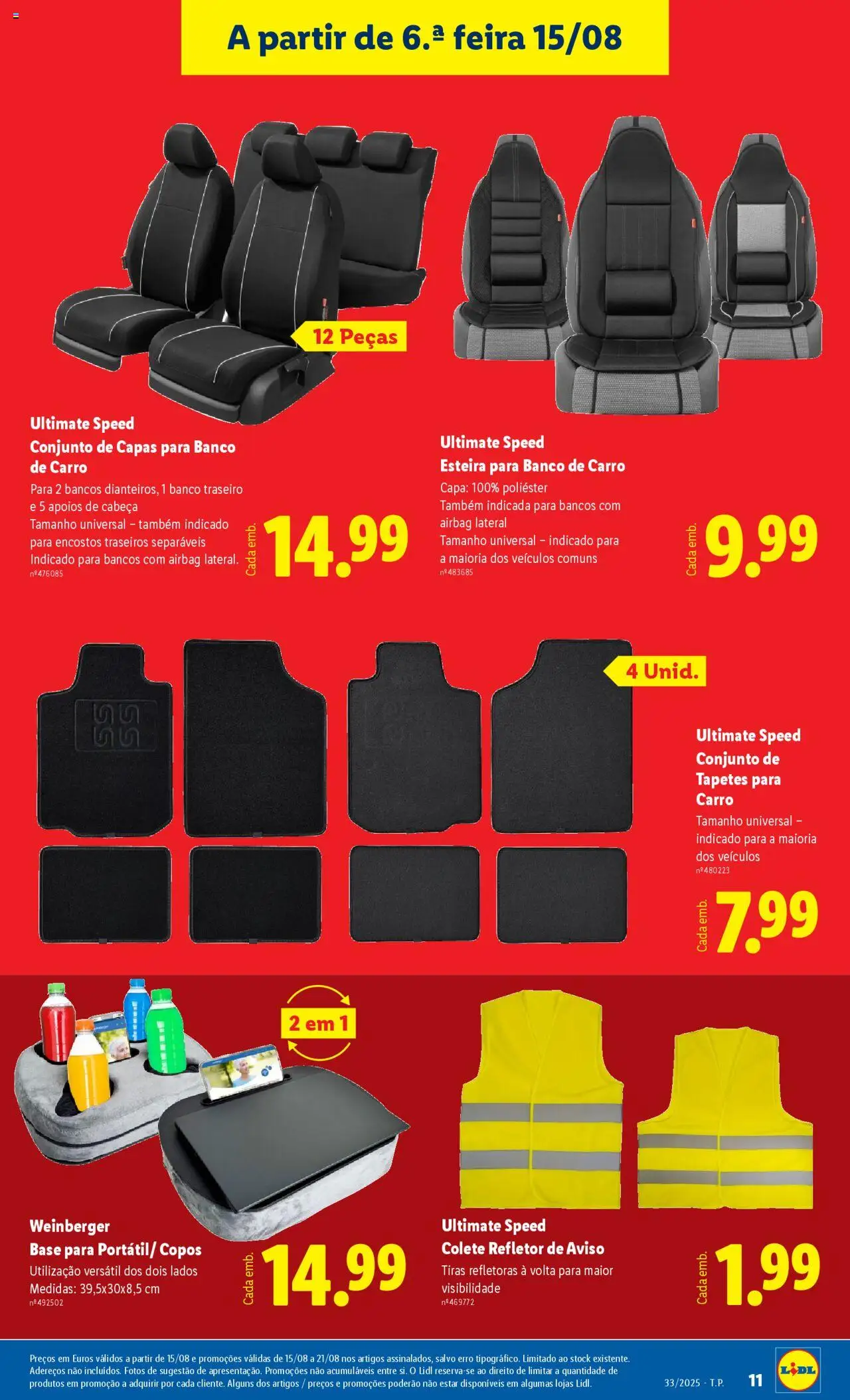 Lidl Novidades │ válido de 11.08.2025 | Página: 11 | Produtos: Copos, Base, Esteira, Colete