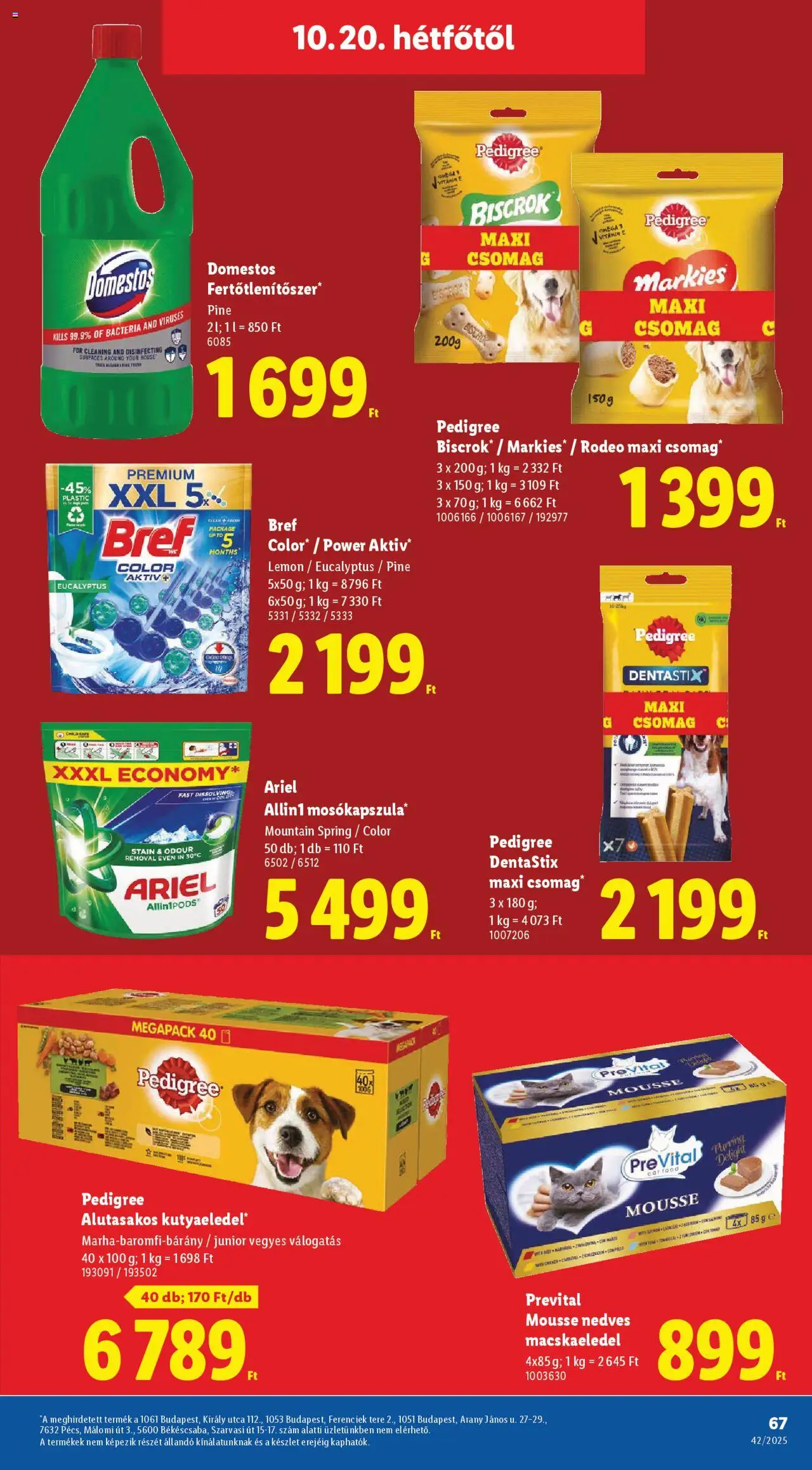 Lidl akciós ujság - amely érvényes a következő dátumtól: 16.10.2025 | Oldal: 67 | Termékek: Ariel, Omega 3, Macskaeledel