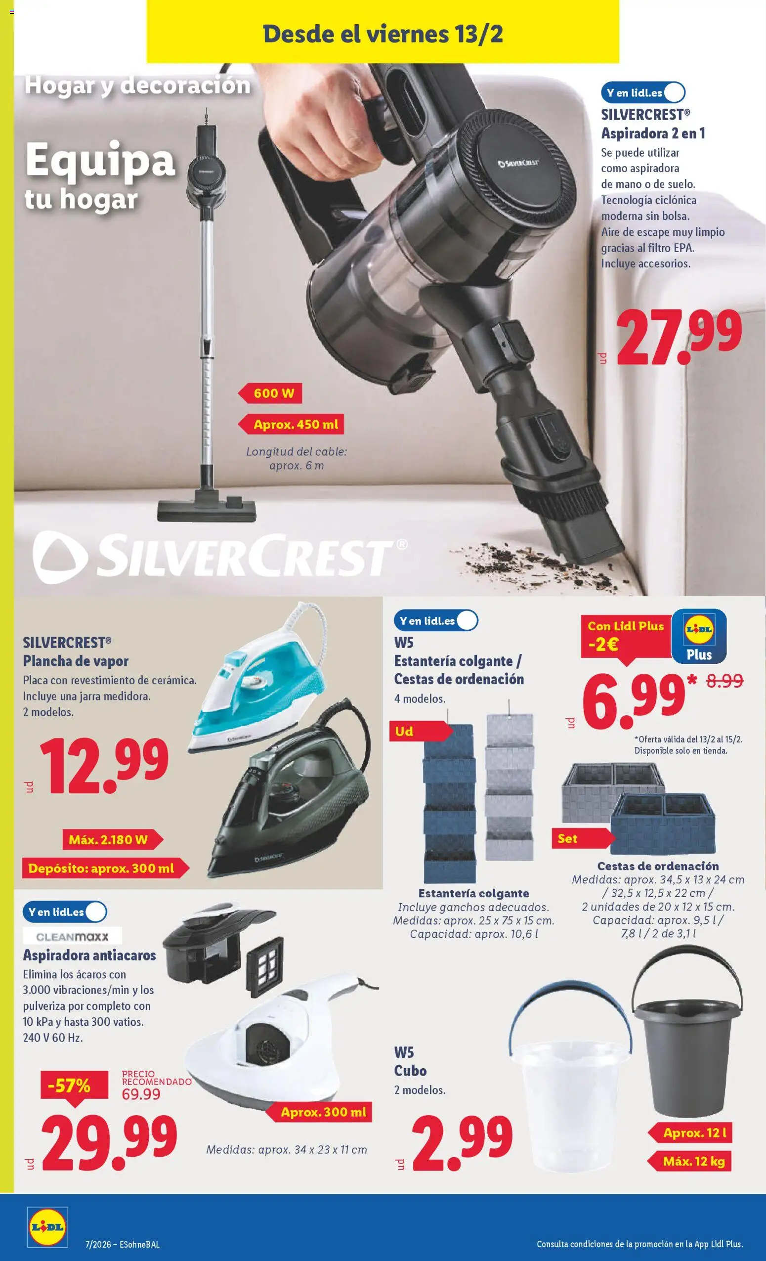 Lidl folleto de bazar │ válido desde el 09.02.2026 | Página: 22 | Productos: Cable, Aspiradora, Plancha