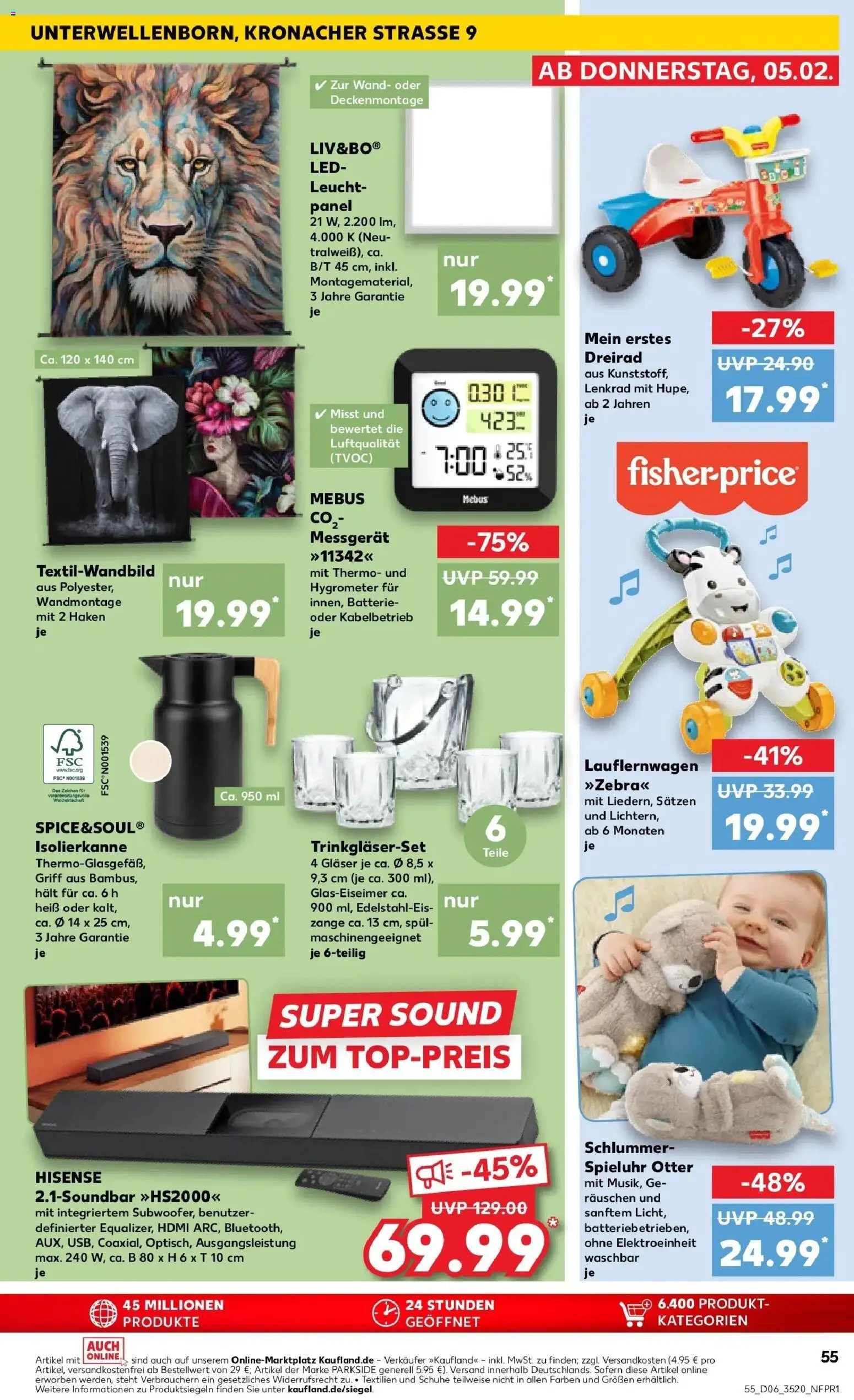 Kaufland prospekt Unterwellenborn	 – gültig ab 09.02.2026 | Seite: 55 | Produkte: Hisense, Batterie, Soundbar