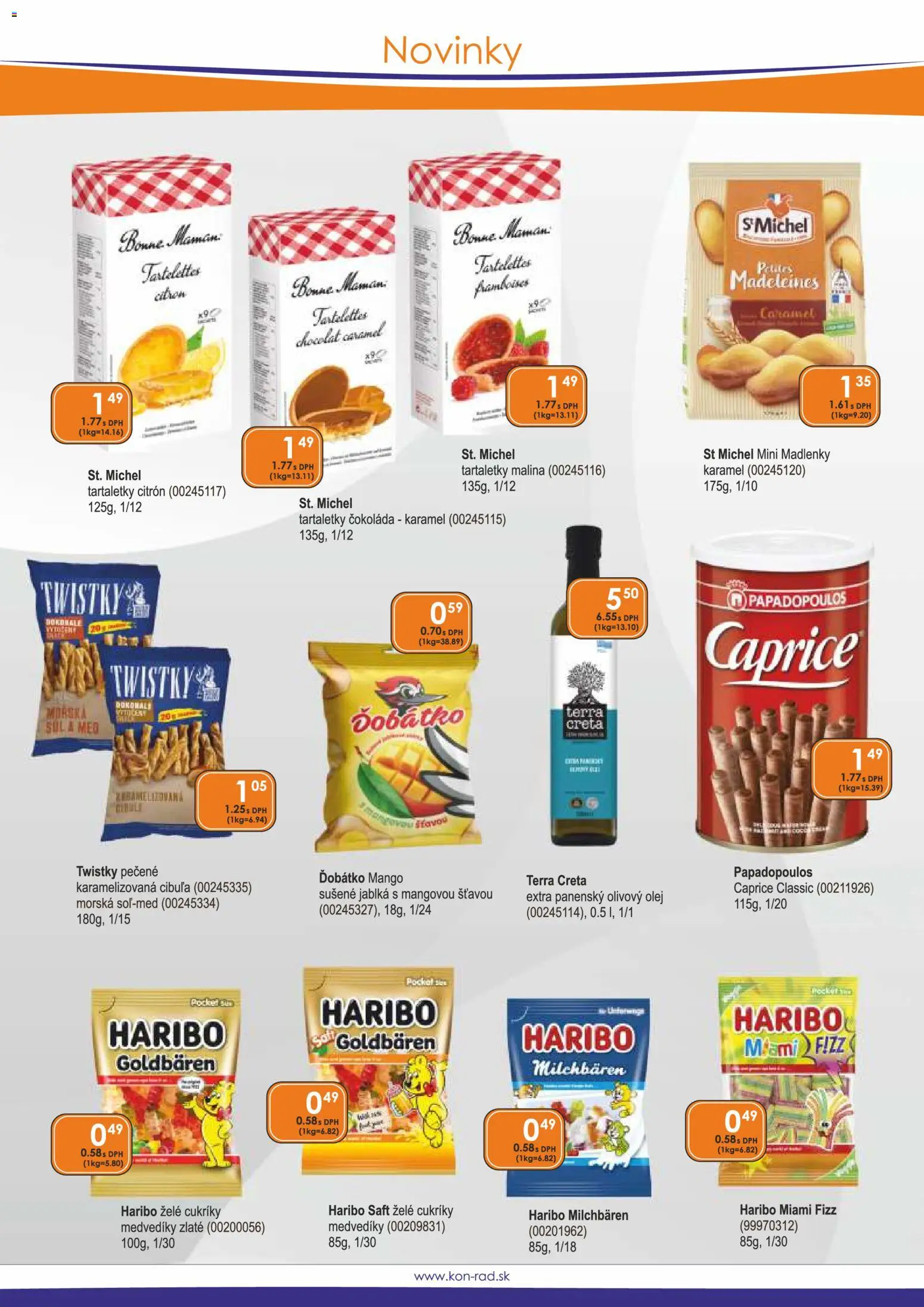 Nové KON - RAD akcie – leták je platný od 01.12.2025 | Strana: 8 | Produkty: Olej, Olivový olej, Cukríky, Soľ