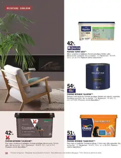 Brico E.Leclerc - Prévisualisation de PEINTURE "ESPRIT DÉCO"(1), Murs, boiseries et radiateurs. Formule acrylique. Finition satin. Monocouche. Lessivable. Sec au toucher: 1 h. Rendement: 10 m²/L. 2,5 L. Le L à 17 €. Plusieurs coloris disponibles. (2) valide à partir de 01.04.2025 | Page: 30