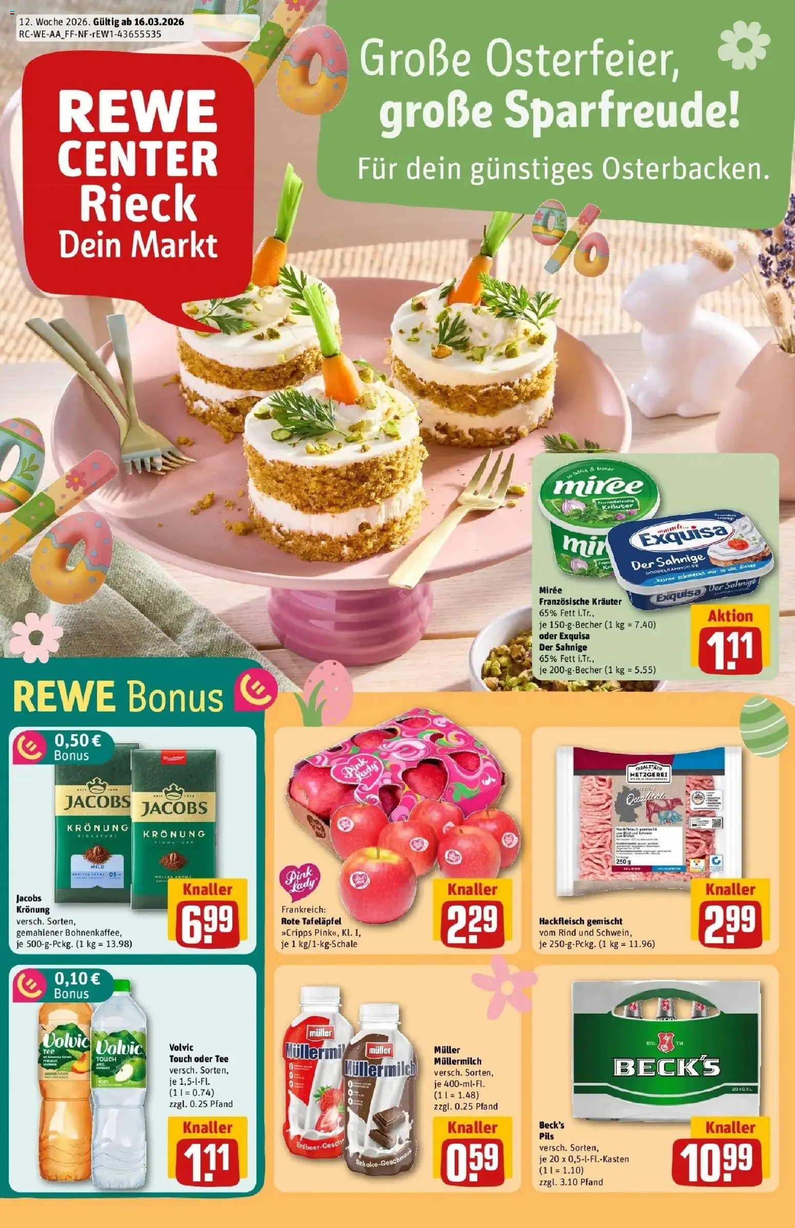 Rewe Prospekt Schleiden	 – gültig ab 15.03.2026 | Seite: 1 | Produkte: Äpfel, Exquisa, Müllermilch, Volvic