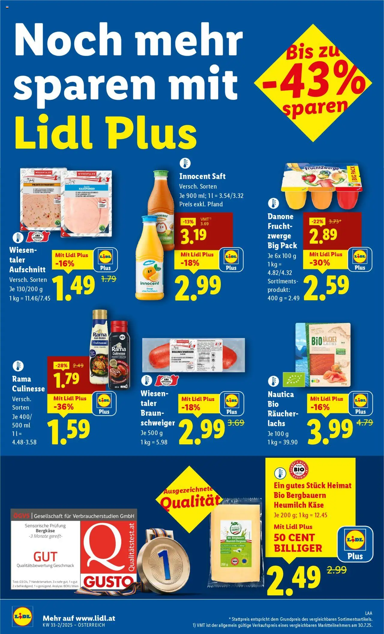 Lidl Flugblatt - Altenmarkt im Pongau, St. Johann im Pongau, Zell am See gültig ab 14.08.2025 | Seite: 10 | Produkte: Käse, Saft