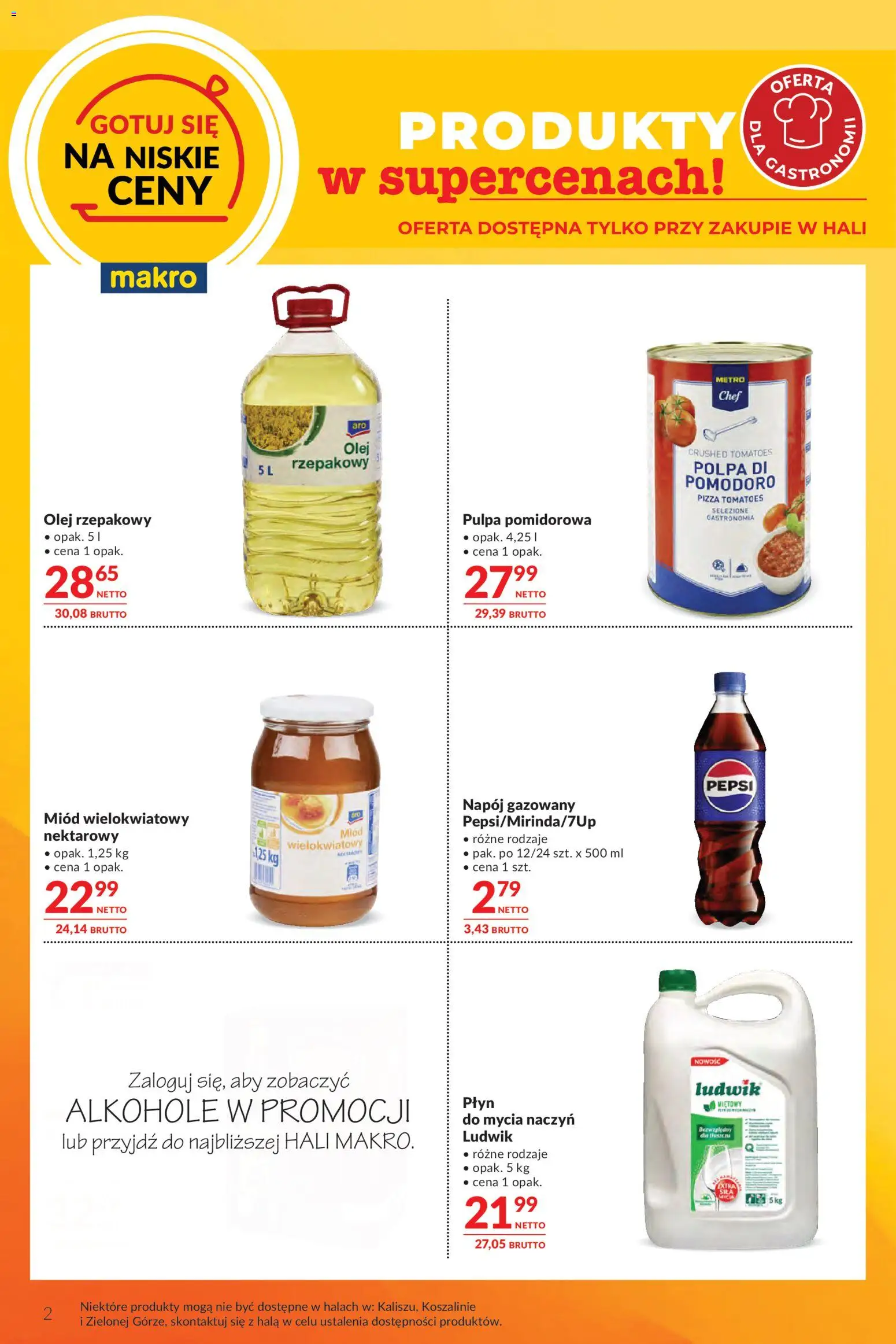 Makro Gazetka - Oferta dla gastronomii od 07.01.2026 | Strona: 2 | Produkty: Olej rzepakowy, Miód, Olej, Pizza