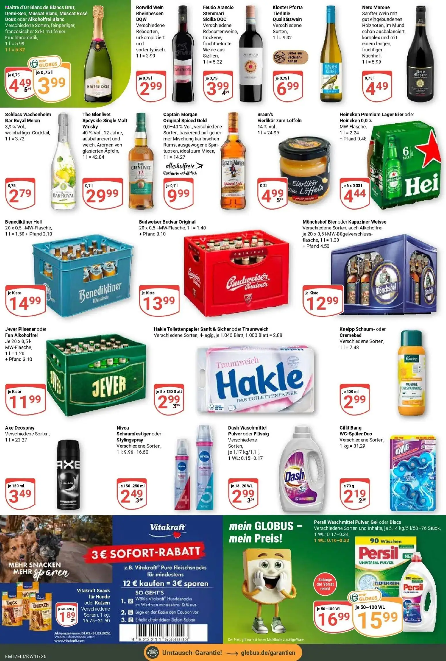 Globus prospekt Erfurt-Linderbach	 – gültig ab 09.03.2026 | Seite: 4 | Produkte: Heineken, Waschmittel, Jever, Wein