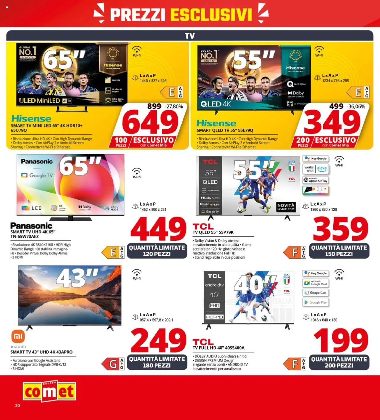 Volantino Comet del 09.10.2025 | Pagina: 30 | Prodotti: Xiaomi, smart TV, TV, Audio
