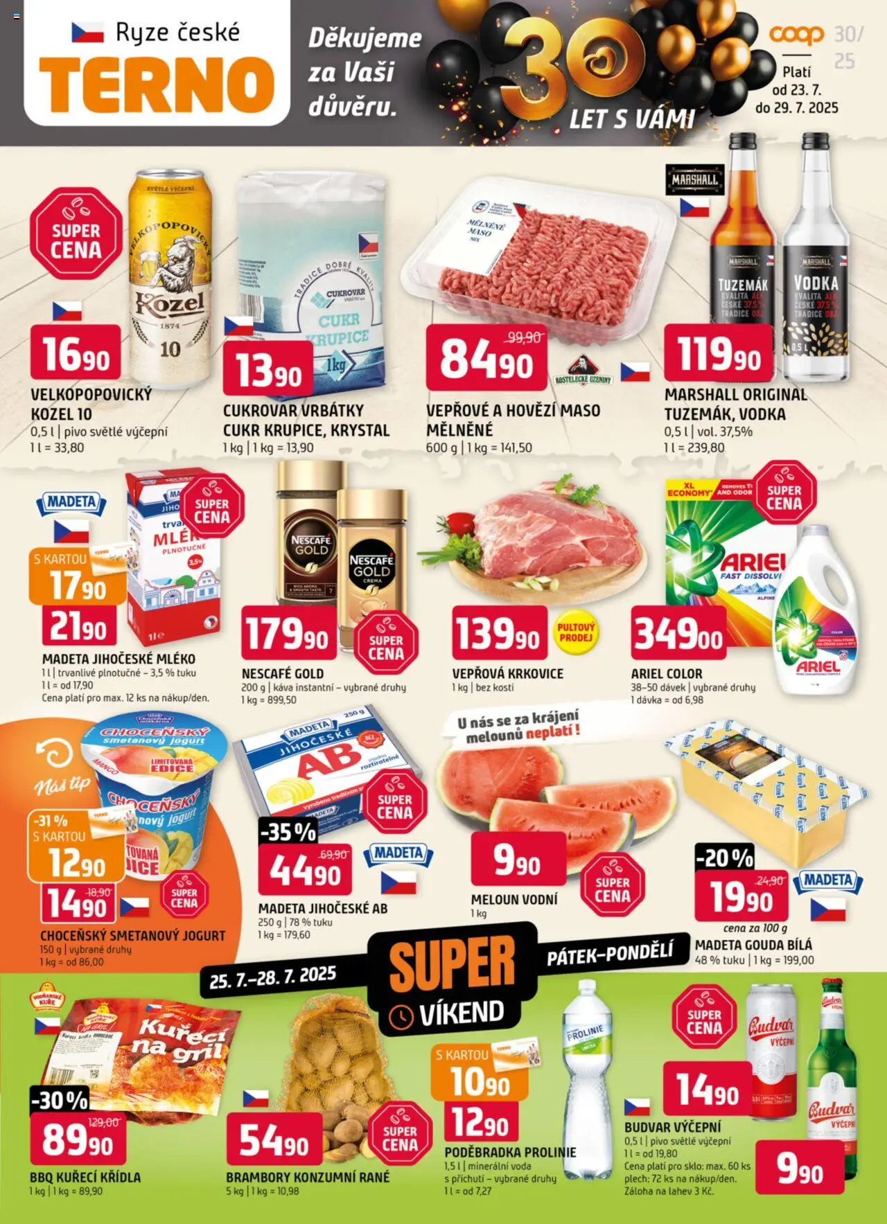 Terno leták od 23.07.2025 | Strana: 1 | Produkty: Gouda, Plech, Uzeniny, Prolinie