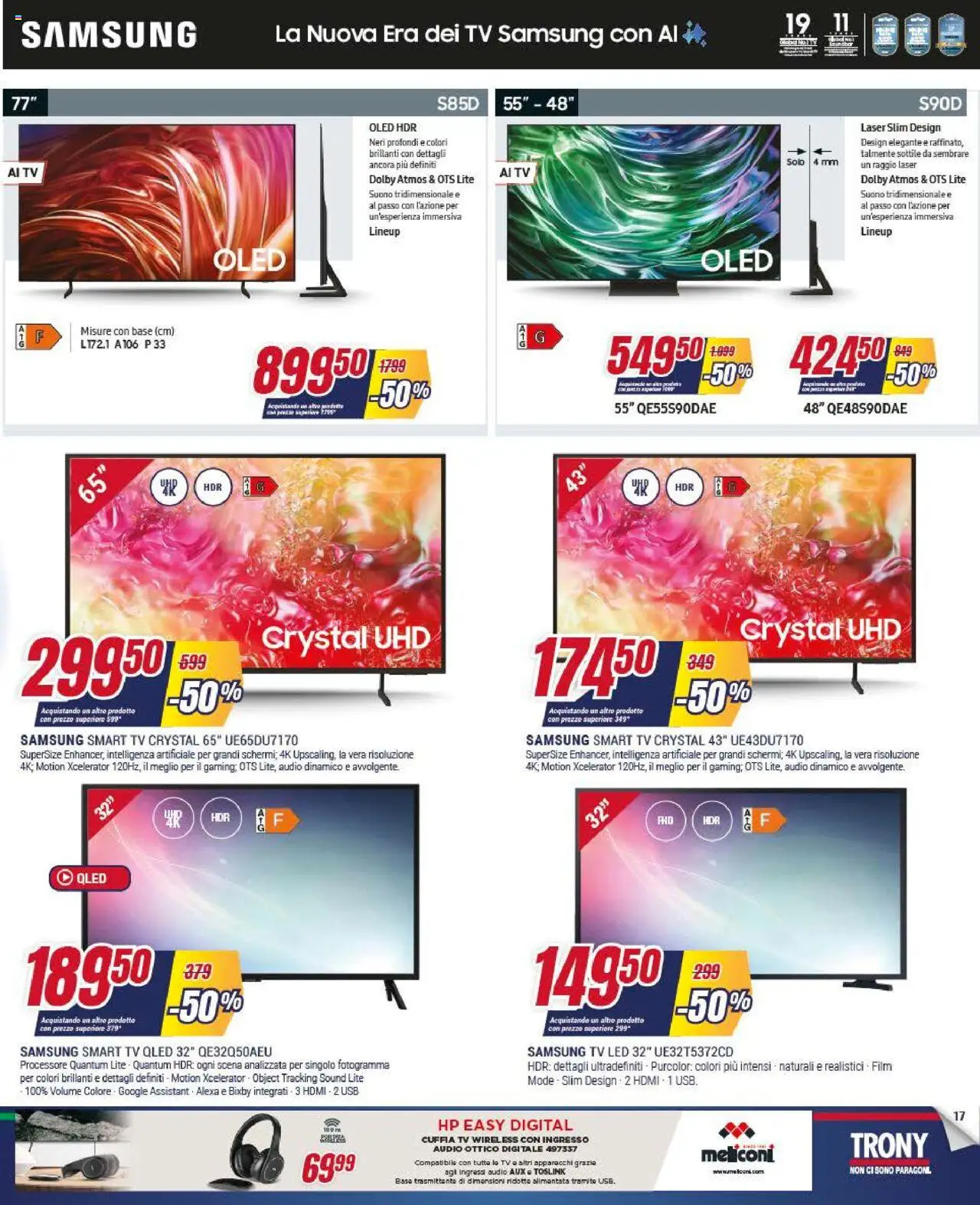Volantino Trony del 22.05.2025 | Pagina: 17 | Prodotti: Tv samsung, smart TV, TV, USB