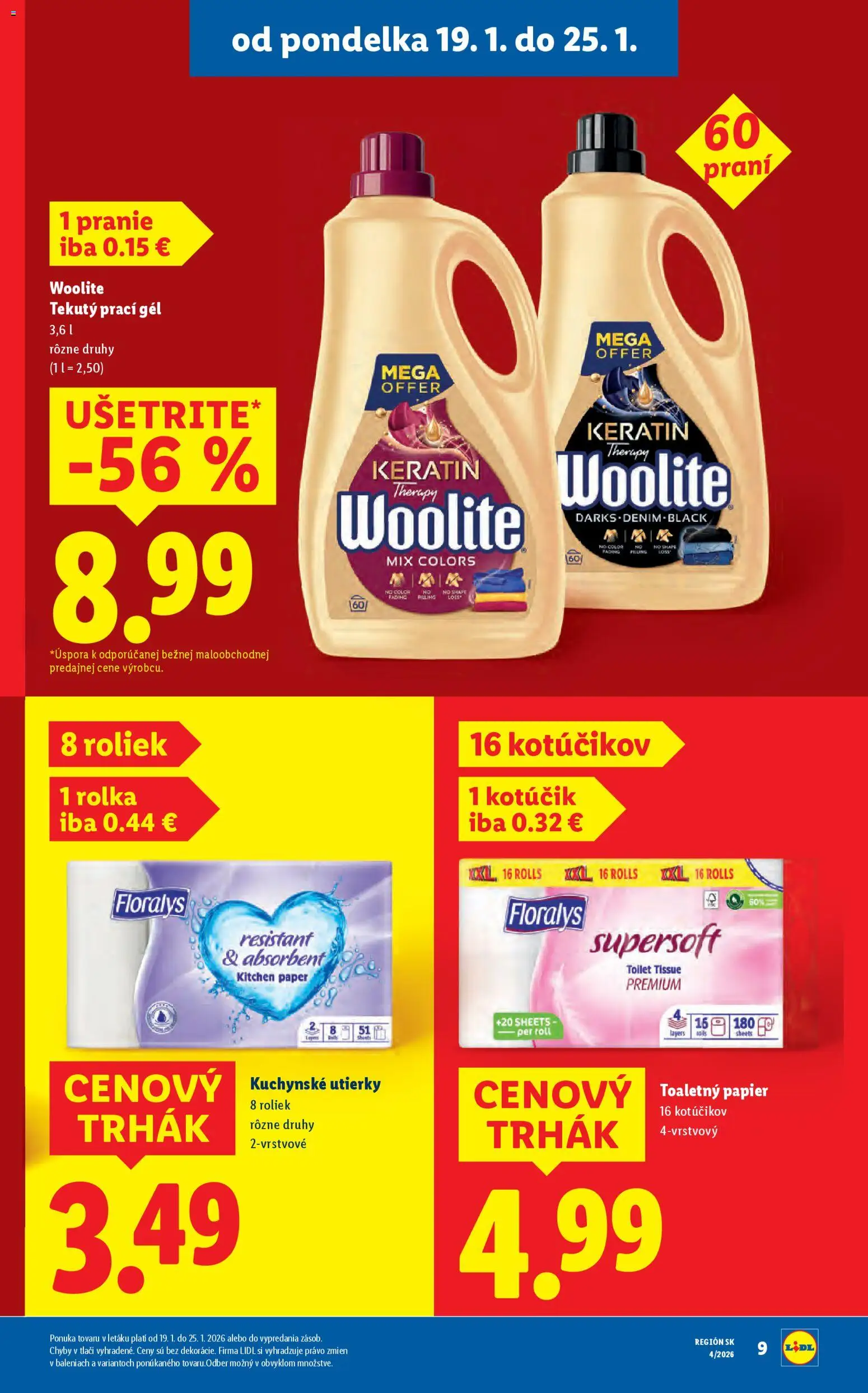 Nové Lidl akcie – leták je platný od 22.01.2026 | Strana: 39 | Produkty: Toaletný papier, Woolite