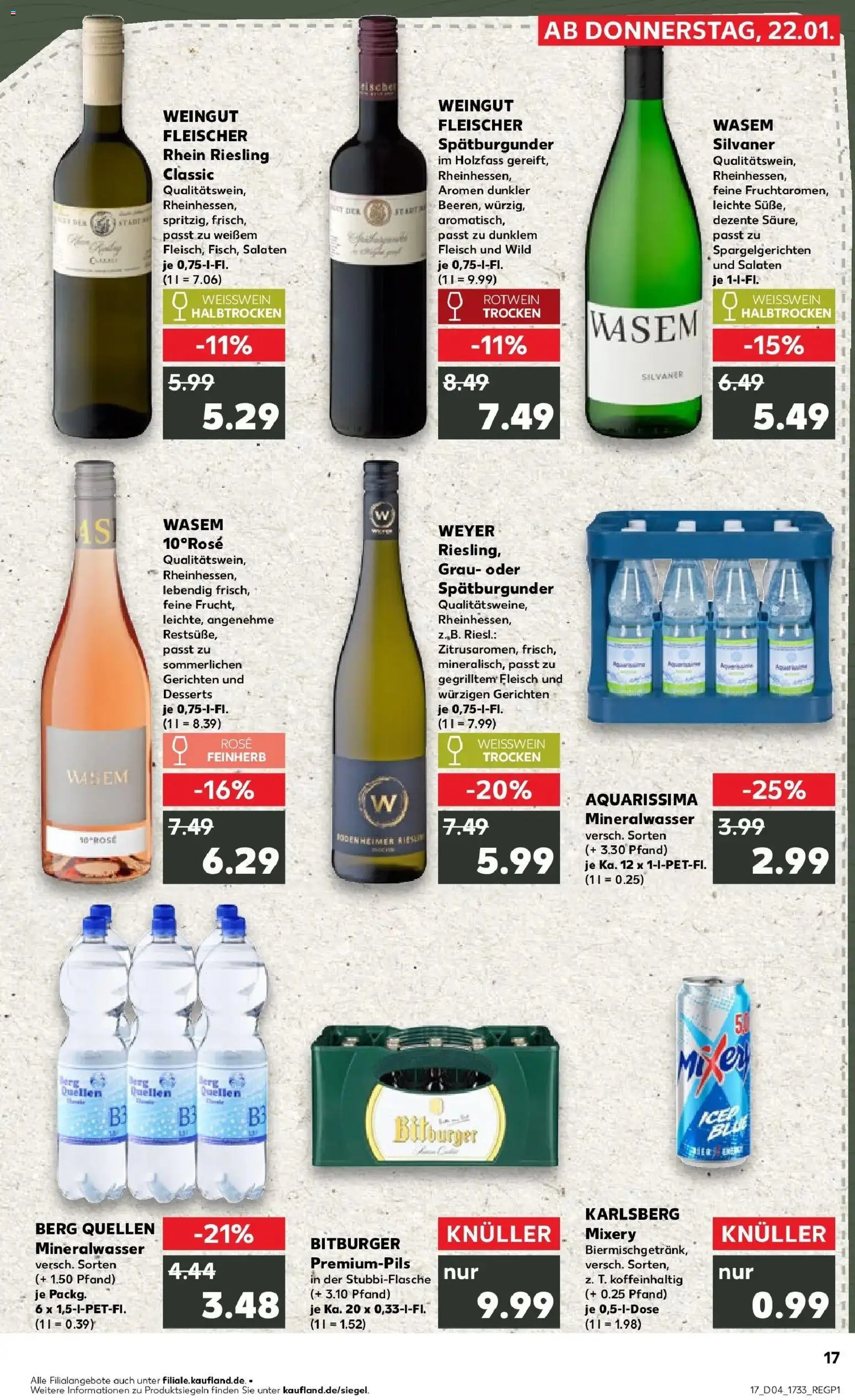 Kaufland prospekt Mainz	 – gültig ab 22.01.2026 | Seite: 2 | Produkte: Bitburger, Weißwein, Rotwein, Mineralwasser