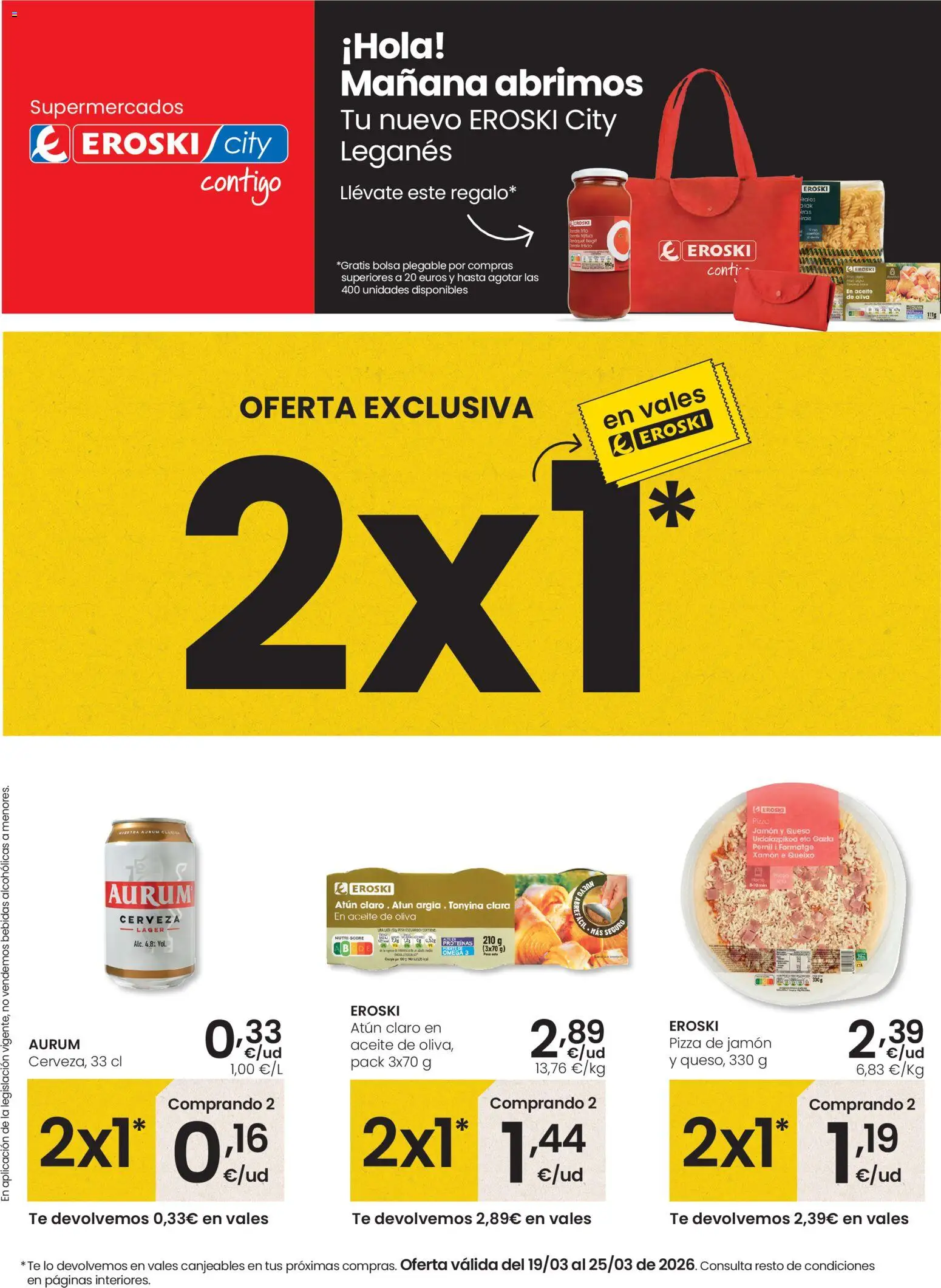 Eroski - City Leganés │ válido desde el 19.03.2026 | Página: 1 | Productos: Aceite, Té, Bolsa, Atún claro