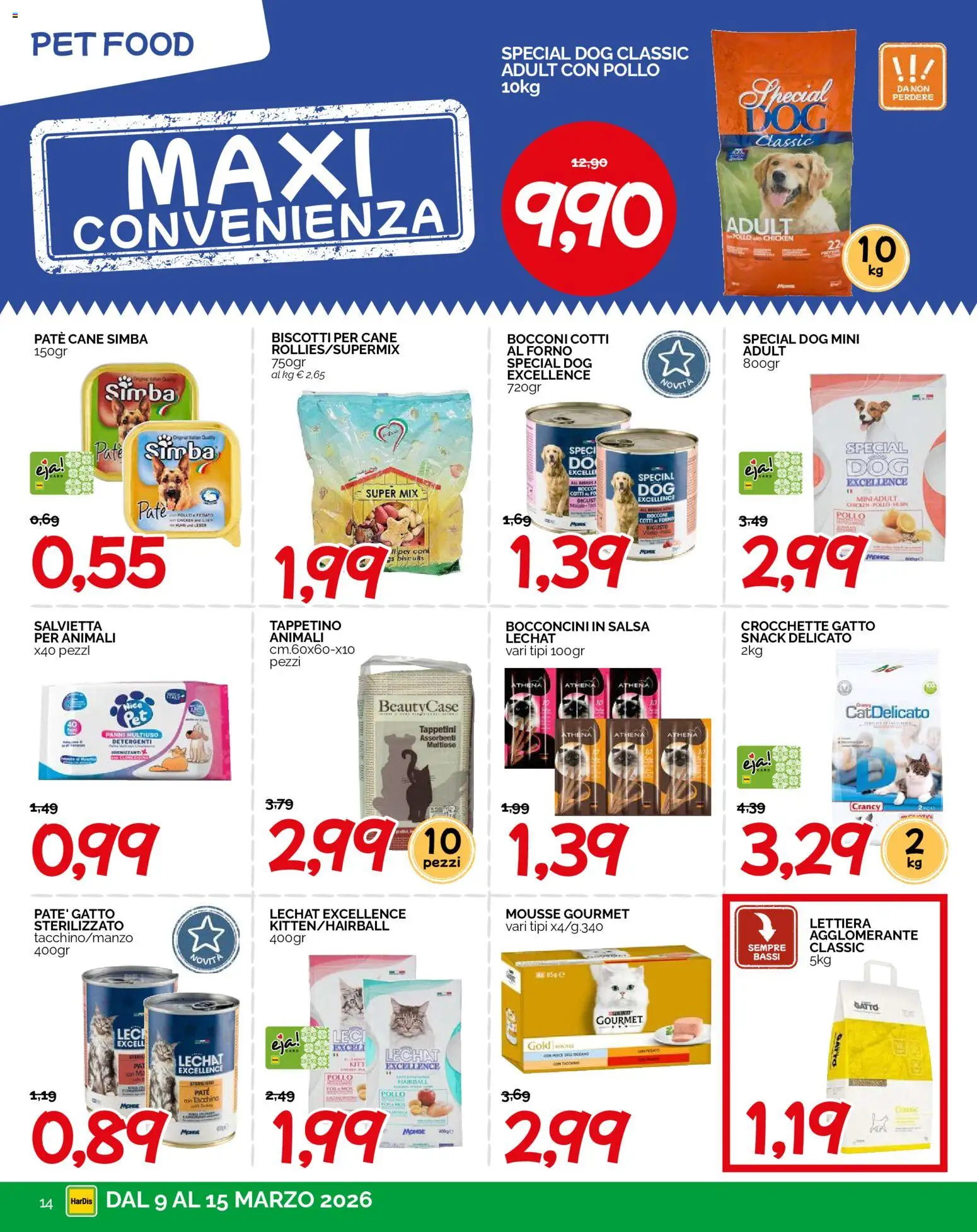 Volantino HarDis del 09.03.2026 | Pagina: 14 | Prodotti: Paté, Pollo, Crocchette, Crocchette gatto