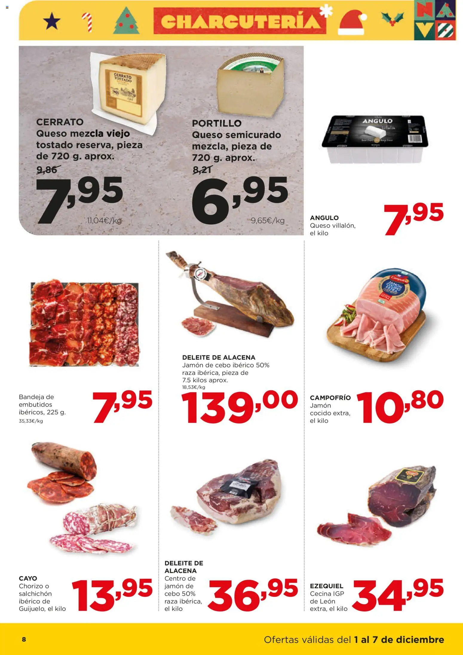 Alimerka folleto Asturias │ válido desde el 01.12.2025 | Página: 8 | Productos: Queso, Jamón, Νυχτικό, Bandeja