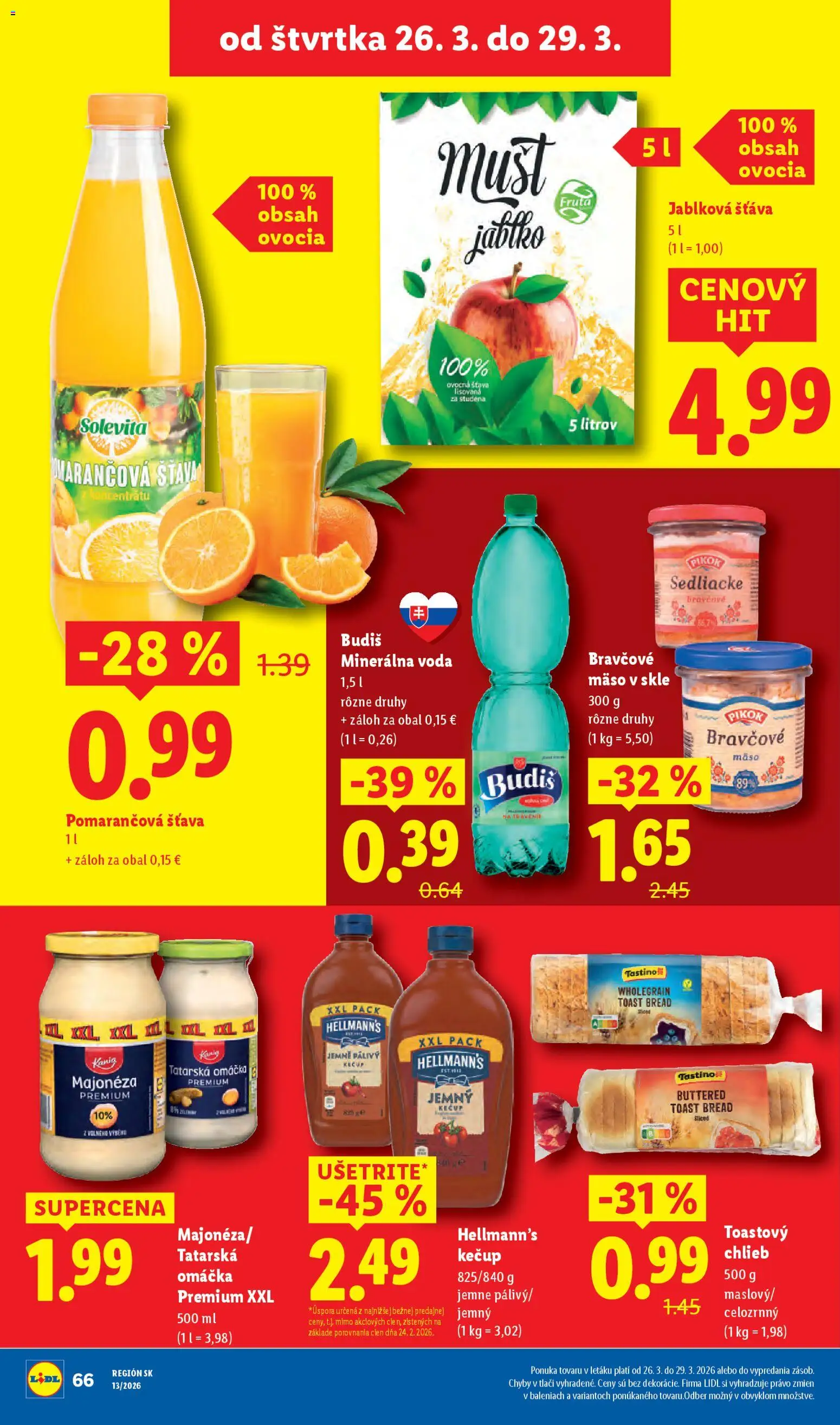 Nové Lidl akcie – leták je platný od 23.03.2026 | Strana: 76 | Produkty: Kečup, Tatárska omáčka, Omáčka, Minerálna voda