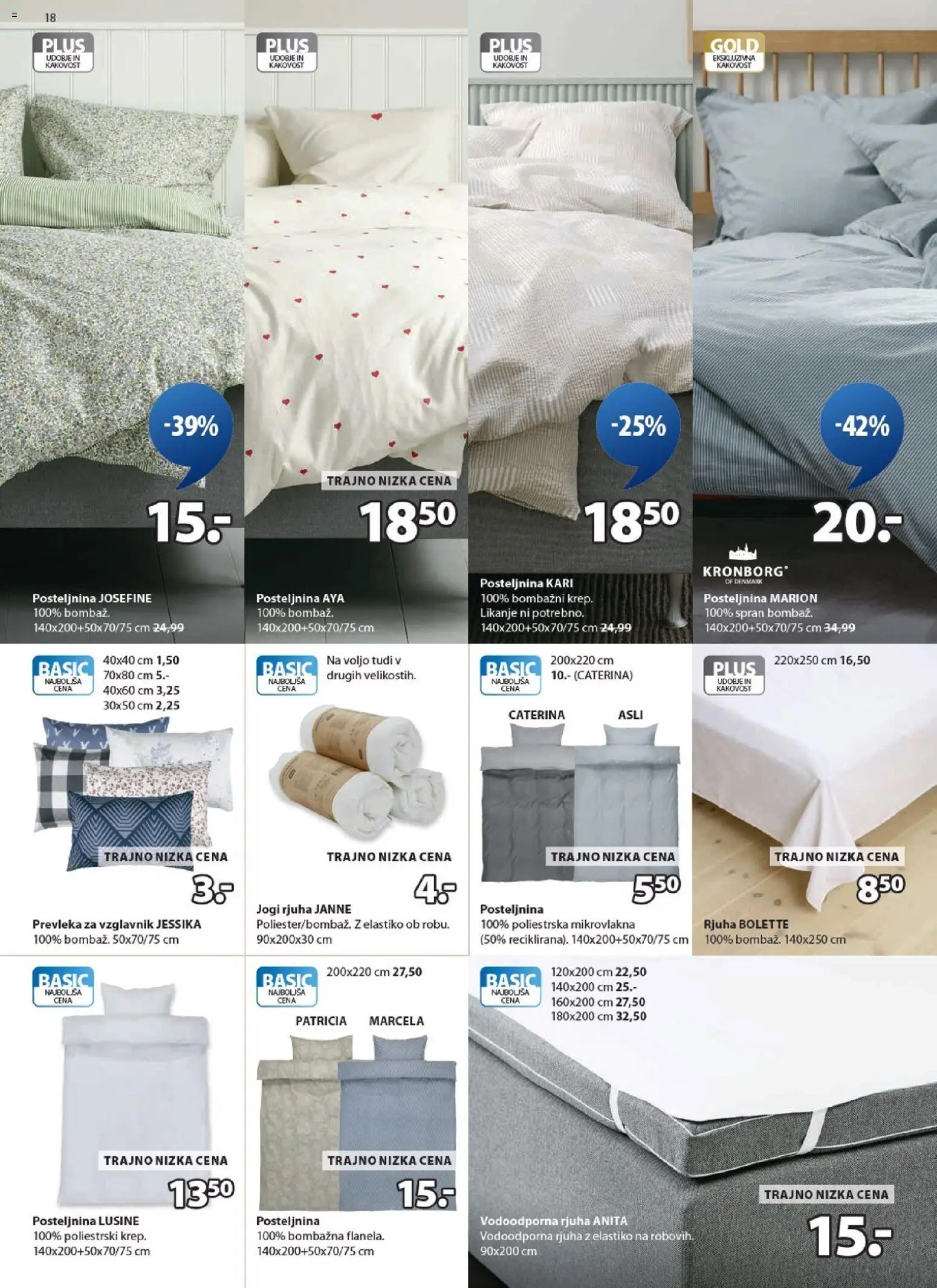 Novi JYSK katalog ponudbe – veljaven od 04.03.2026 | Stran: 18 | Izdelki: Vzglavnik, Prevleka, Posteljnina, Jogi