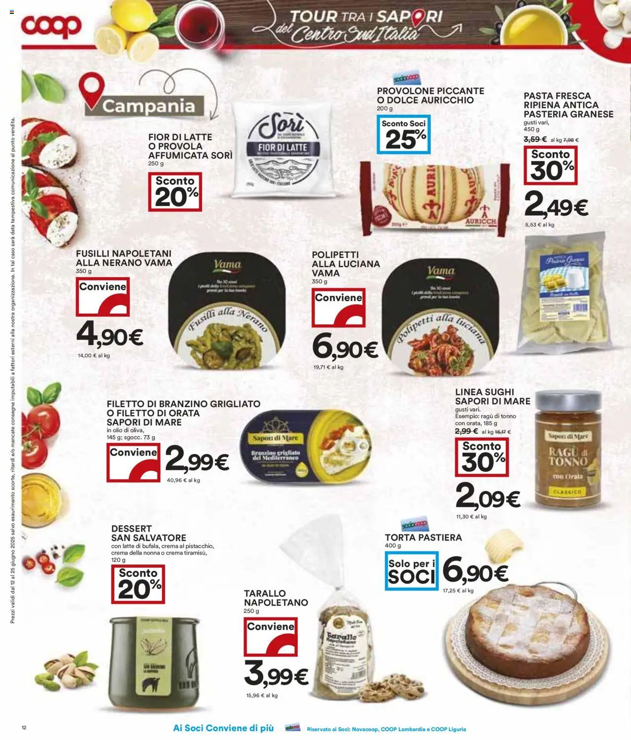 Volantino COOP del 12.06.2025 | Pagina: 12 | Prodotti: Provolone, Pasta, Data, Tonno