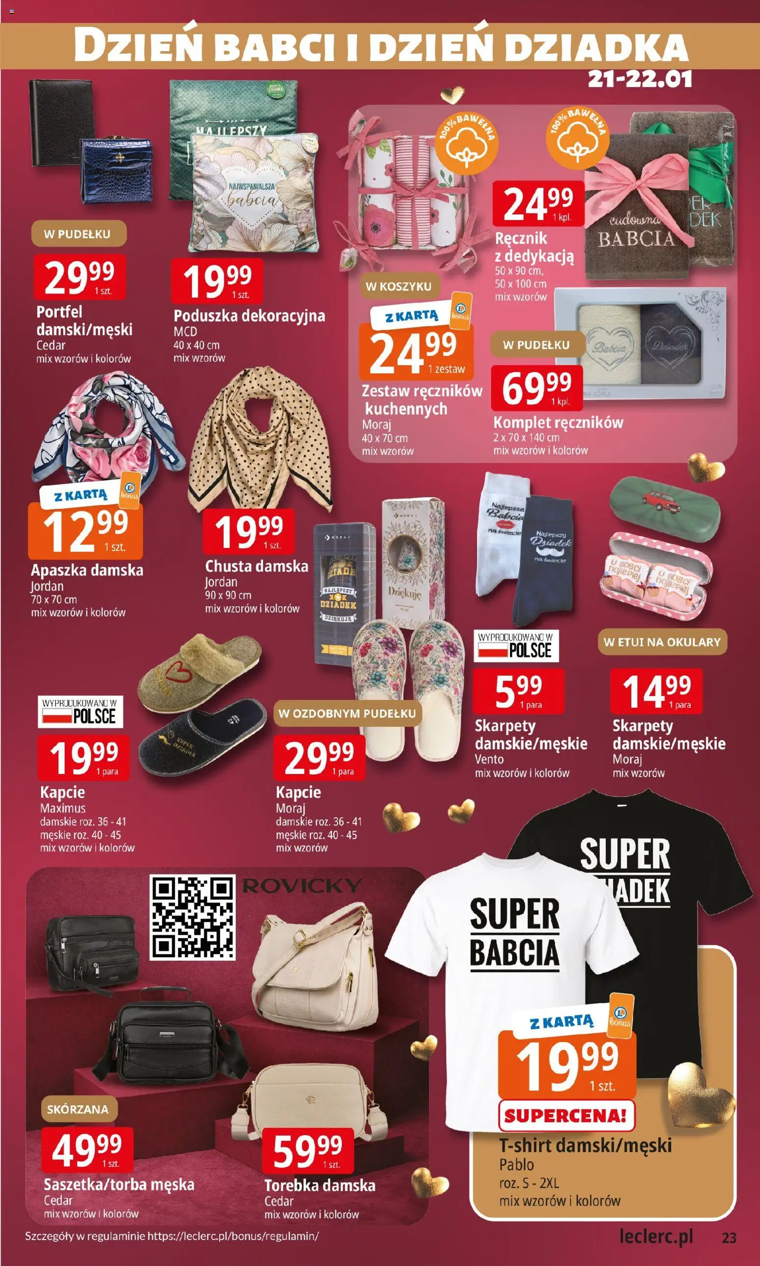 E.Leclerc Gazetka - Radom od 13.01.2026 | Strona: 23 | Produkty: Karta, Apaszka, Torebka, Okulary