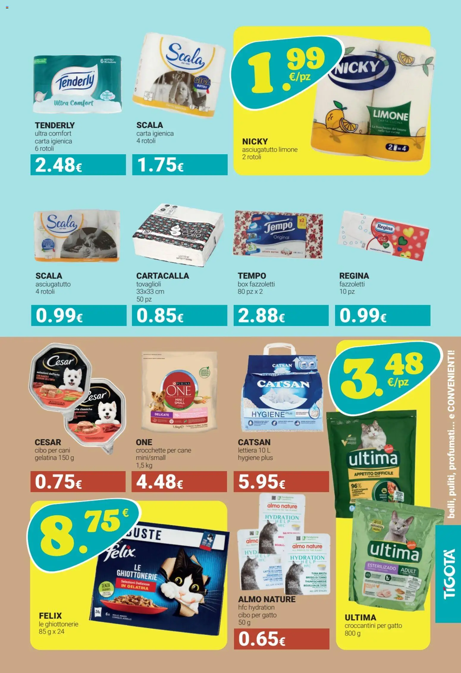 Volantino Tigotà del 01.03.2026 | Pagina: 15 | Prodotti: Carta igienica, Fazzoletti, Verdure, Crocchette