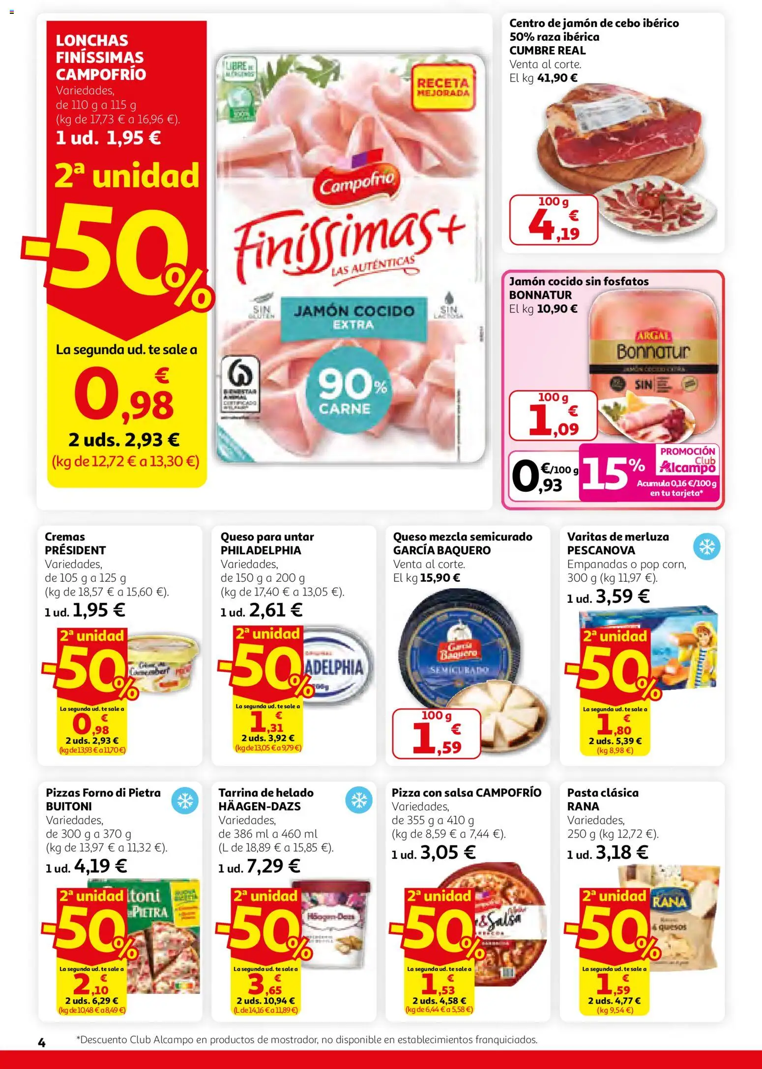 Alcampo - SM Nacional │ válido desde el 26.02.2026 | Página: 4 | Productos: Queso, Pasta, Helado, Queso para untar