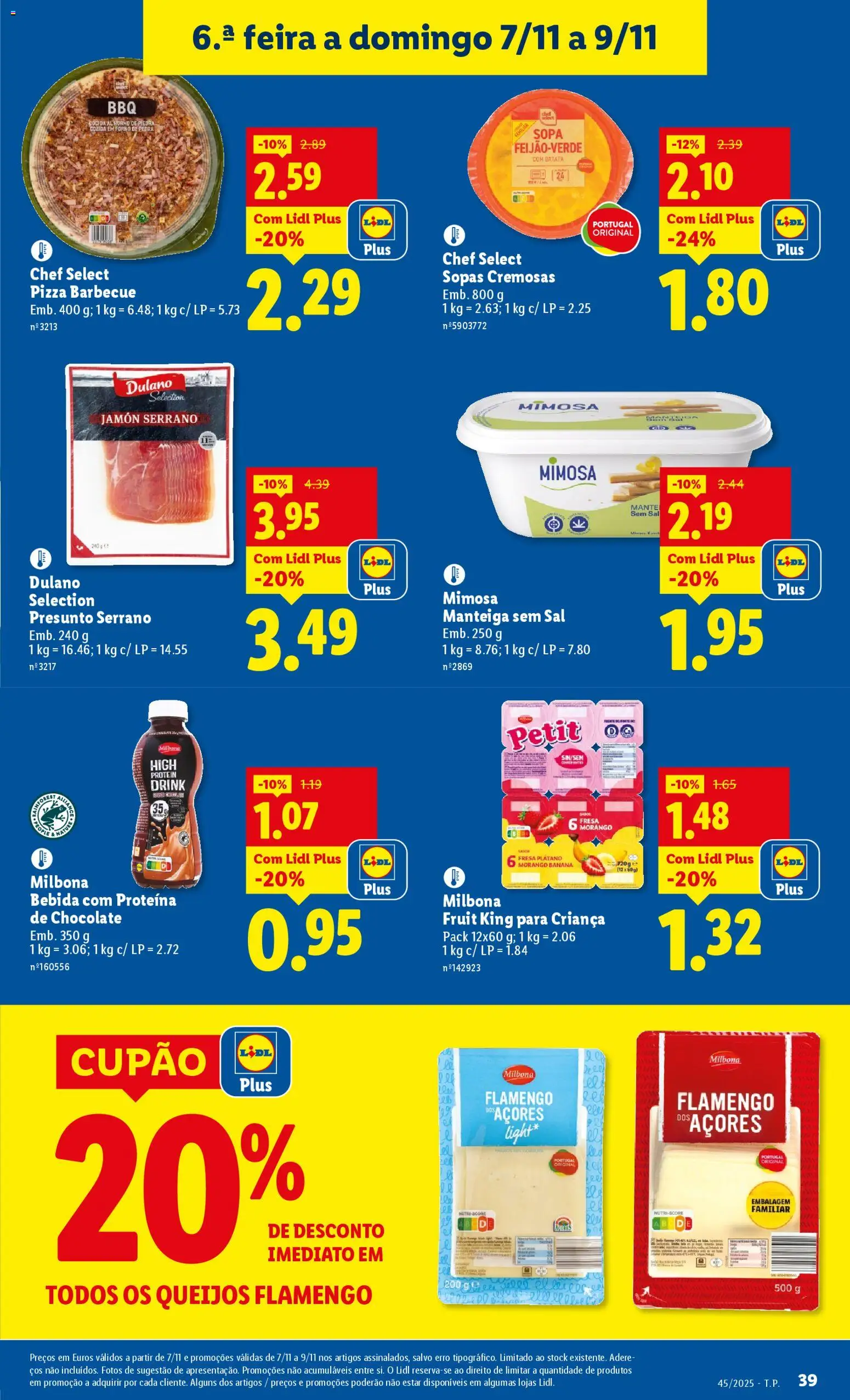 Lidl folheto │ válido de 03.11.2025 | Página: 39 | Produtos: Presunto, Pizza, Bebida, Proteina