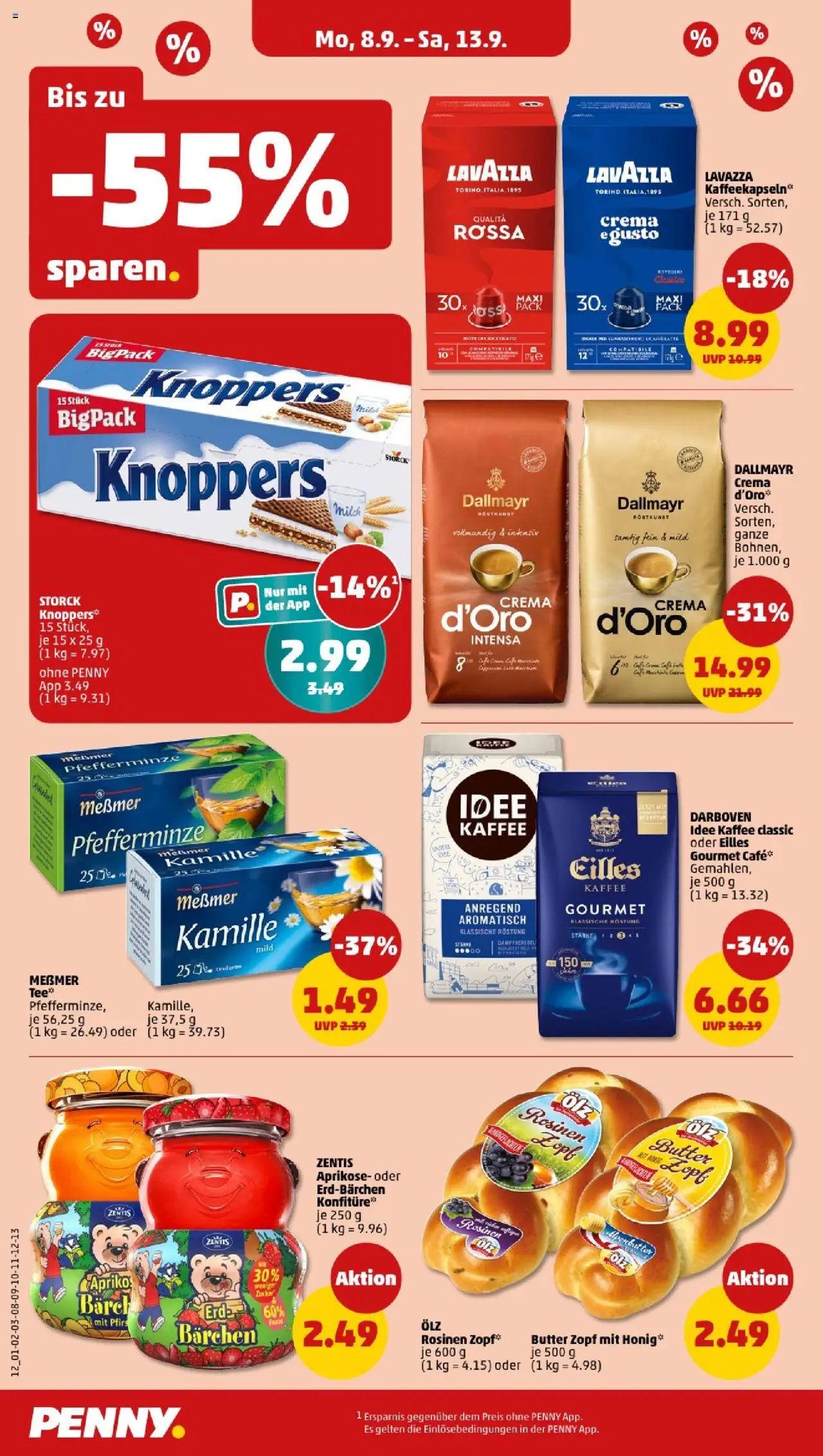 Penny Hamburg – gültig ab 08.09.2025 | Seite: 12 | Produkte: Idee kaffee, Milch, Butter, Messmer