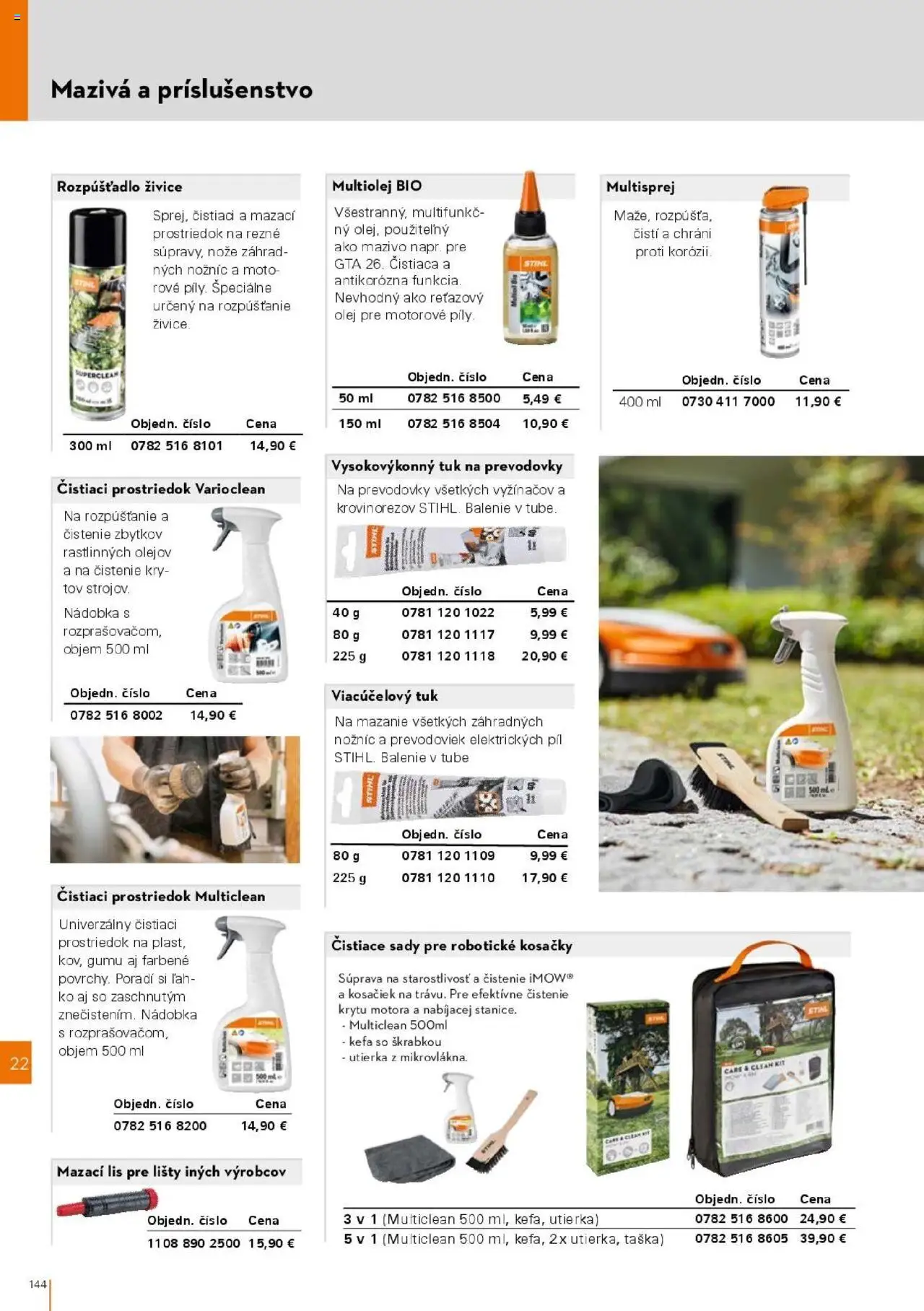 Nové STIHL akcie – leták je platný od 01.04.2025 | Strana: 144 | Produkty: Kosačky, Olej, Čistiaci prostriedok
